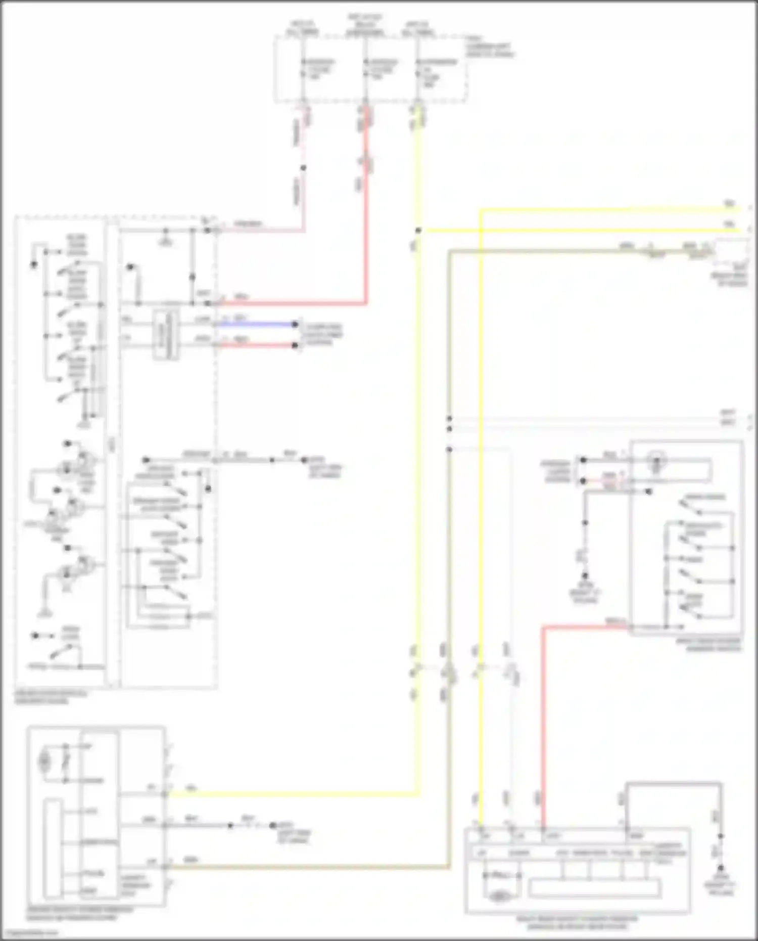 Santa Fe Hyundai V (2023-2024): Power windows circuit, w/ front/rear auto up/down & safety power windows (1 of 2)