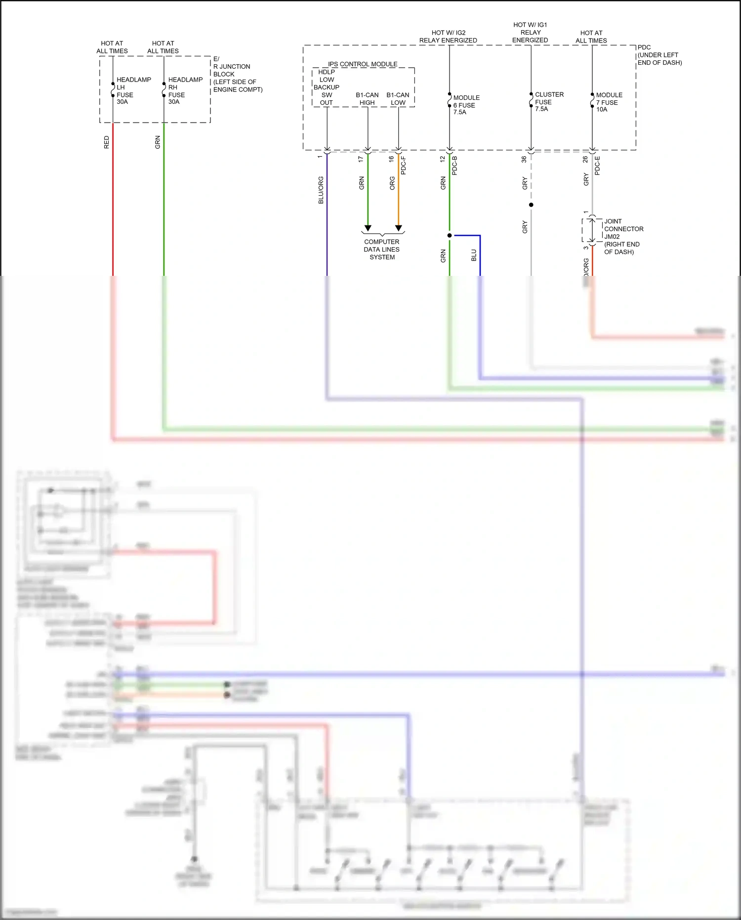 Wiring diagram auto light sensor for Hyundai Santa Fe V (2023-2024) (1 of 2)