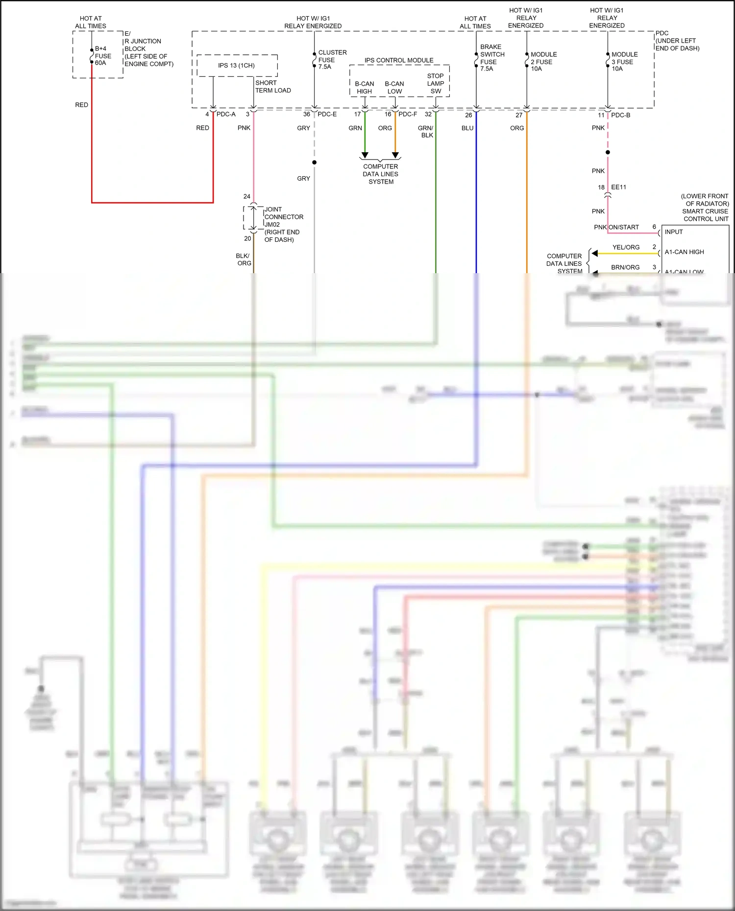 Wiring diagram left front wheel sensor for Hyundai Santa Fe V (2023-2024) (3 of 4)