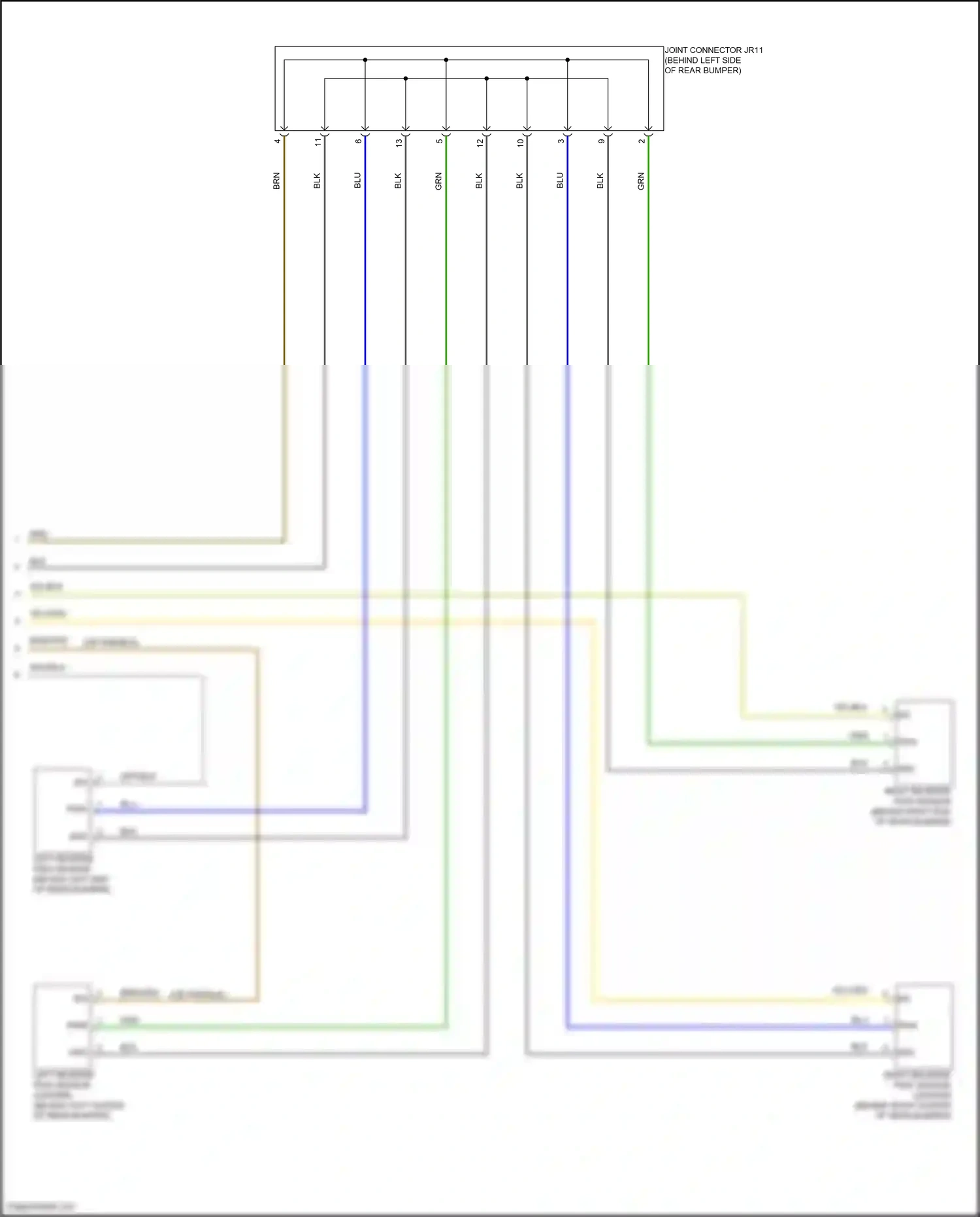 Wiring diagram right reverse pdw sensor for Hyundai Santa Fe V (2023-2024) (3 of 3)