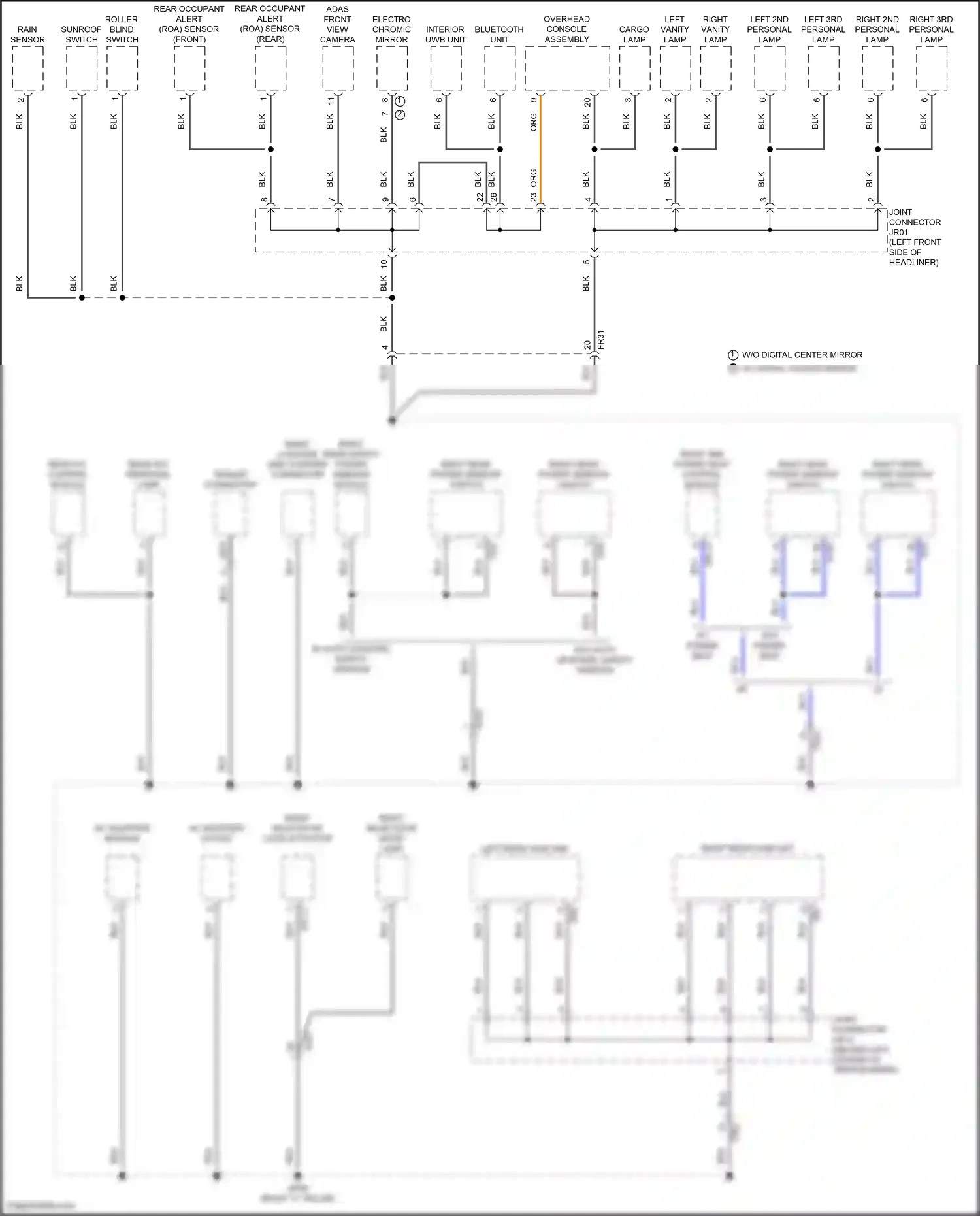 Wiring diagram roller blind switch for Hyundai Santa Fe V (2023-2024) (2 of 3)