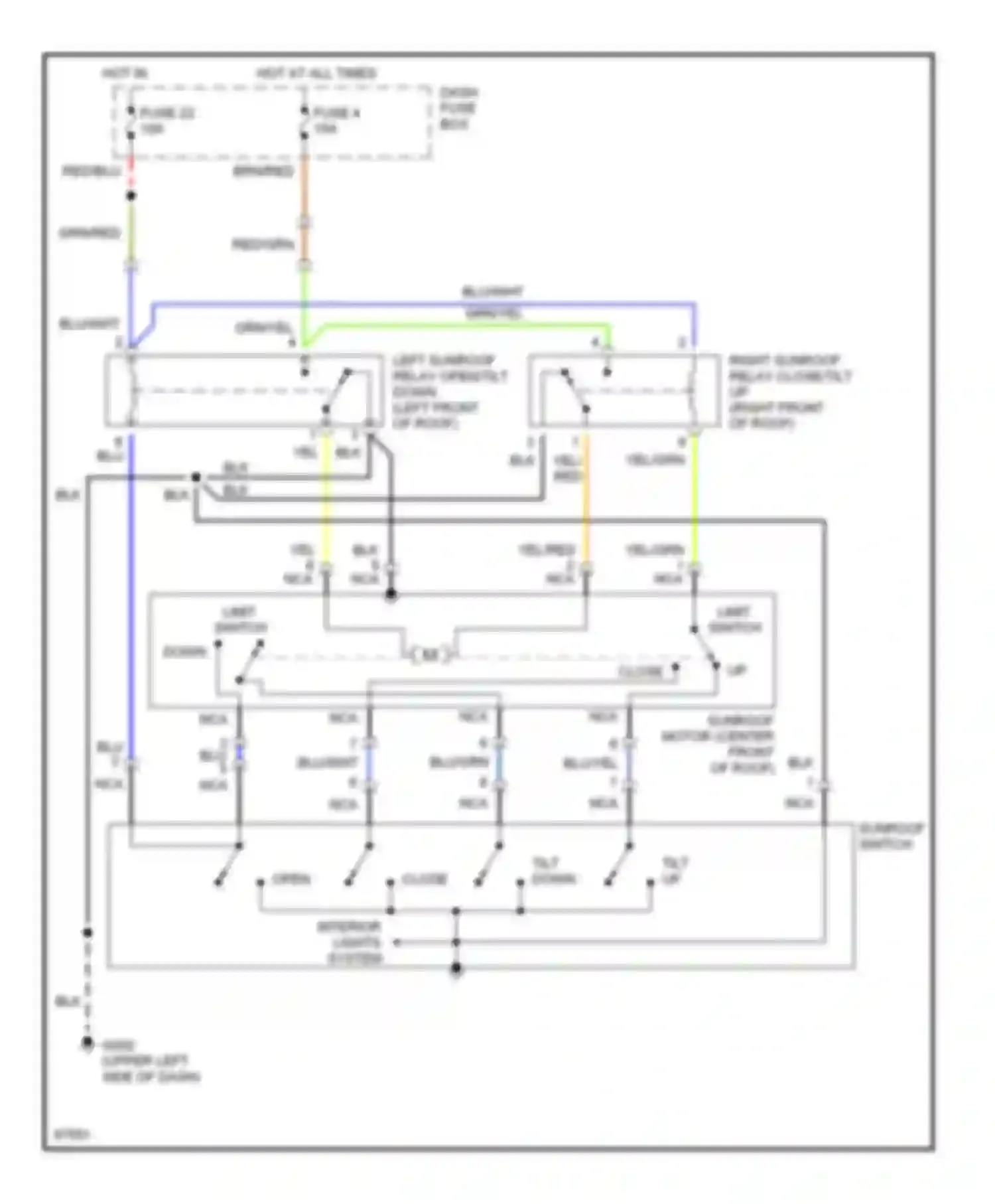 Sonata Hyundai III facelift (1996-1998): Sunroof circuit