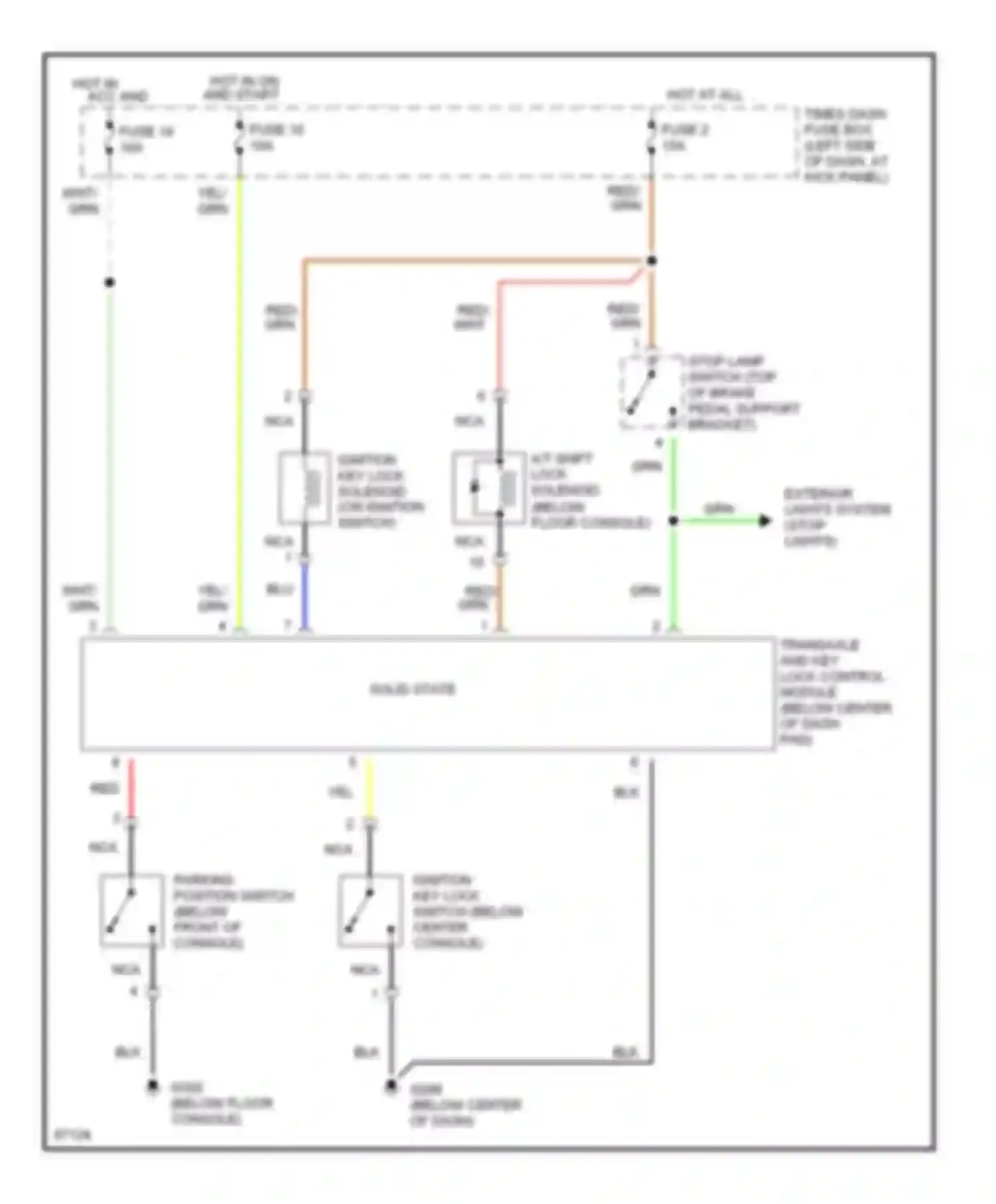 Sonata Hyundai III facelift (1996-1998): Shift interlock circuit