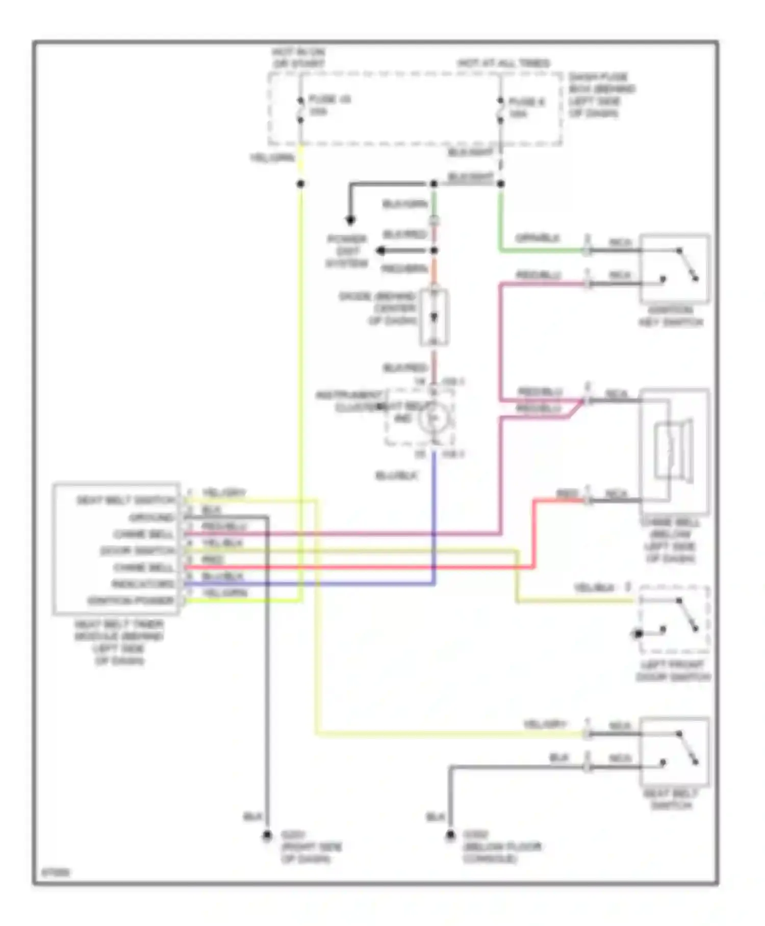 Sonata Hyundai III facelift (1996-1998): Warning system circuits, without etacs-ecu