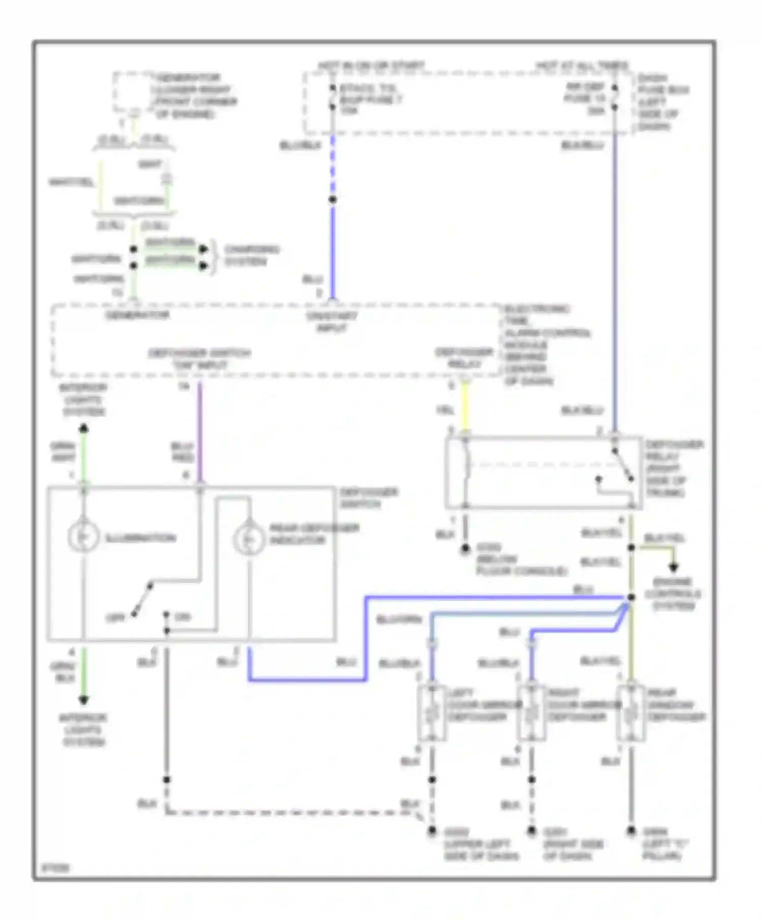 Wiring diagram defogger switch on input for Hyundai Sonata III facelift (1996-1998) (1 of 1)