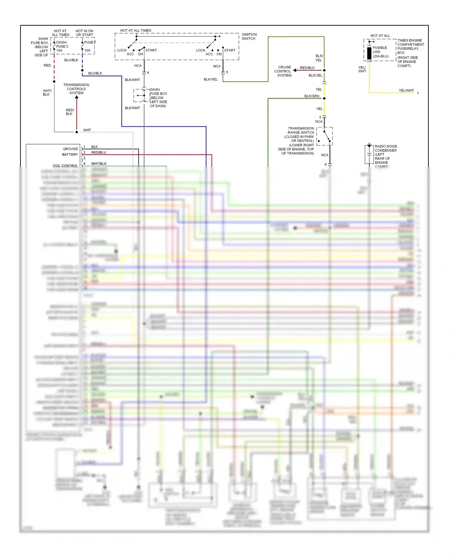 Wiring diagram ignition switch for Hyundai Sonata III facelift (1996-1998) (3 of 3)