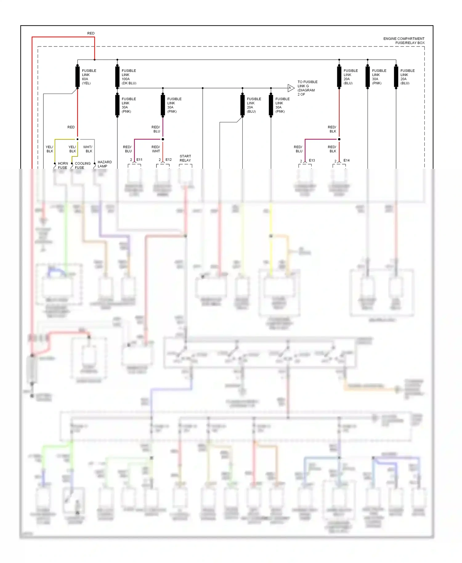 Wiring diagram ignition switch for Hyundai Sonata III facelift (1996-1998) (1 of 3)