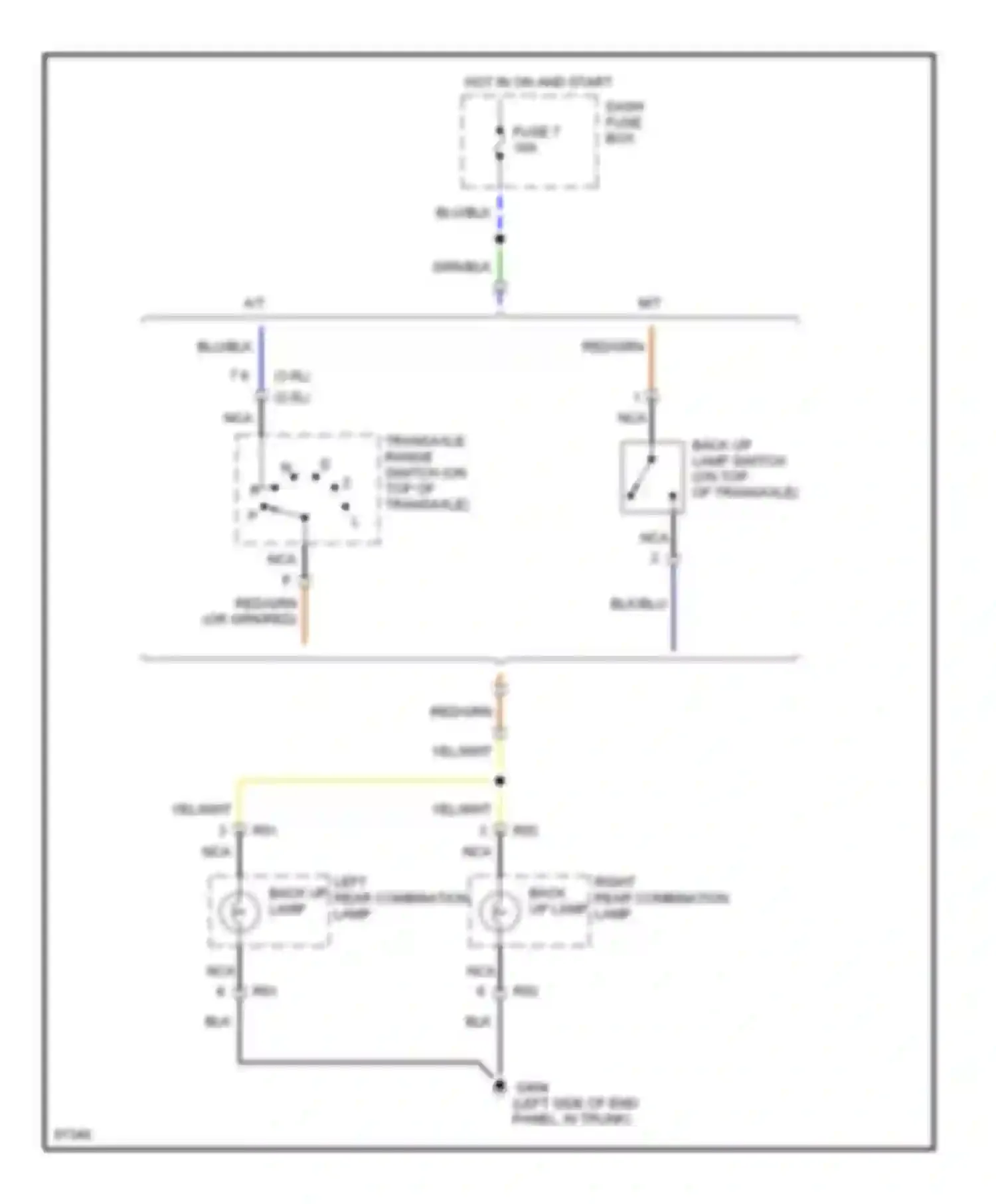 Wiring diagram left rear combination lamp back up lamp for Hyundai Sonata III facelift (1996-1998) (1 of 1)