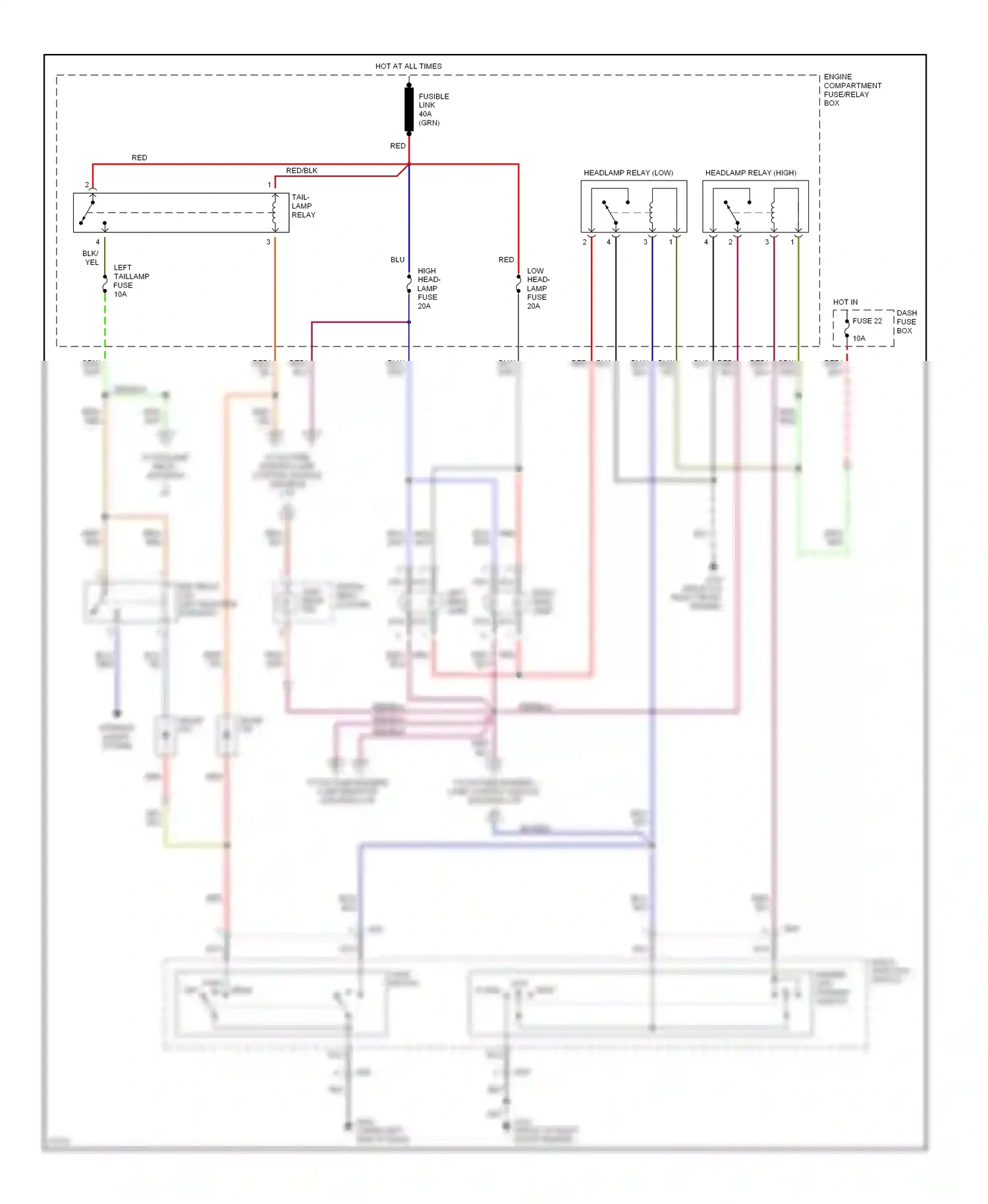 Wiring diagram light switch for Hyundai Sonata III facelift (1996-1998) (2 of 6)