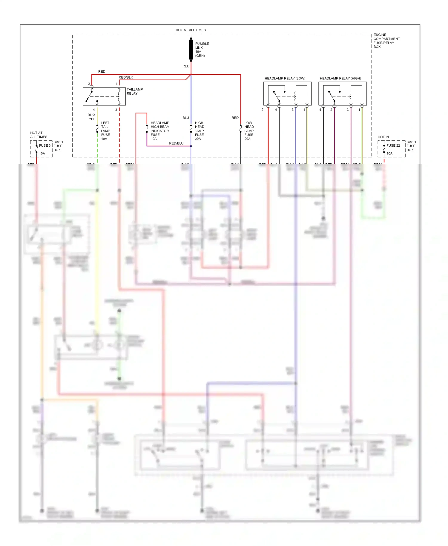 Wiring diagram light switch for Hyundai Sonata III facelift (1996-1998) (3 of 6)