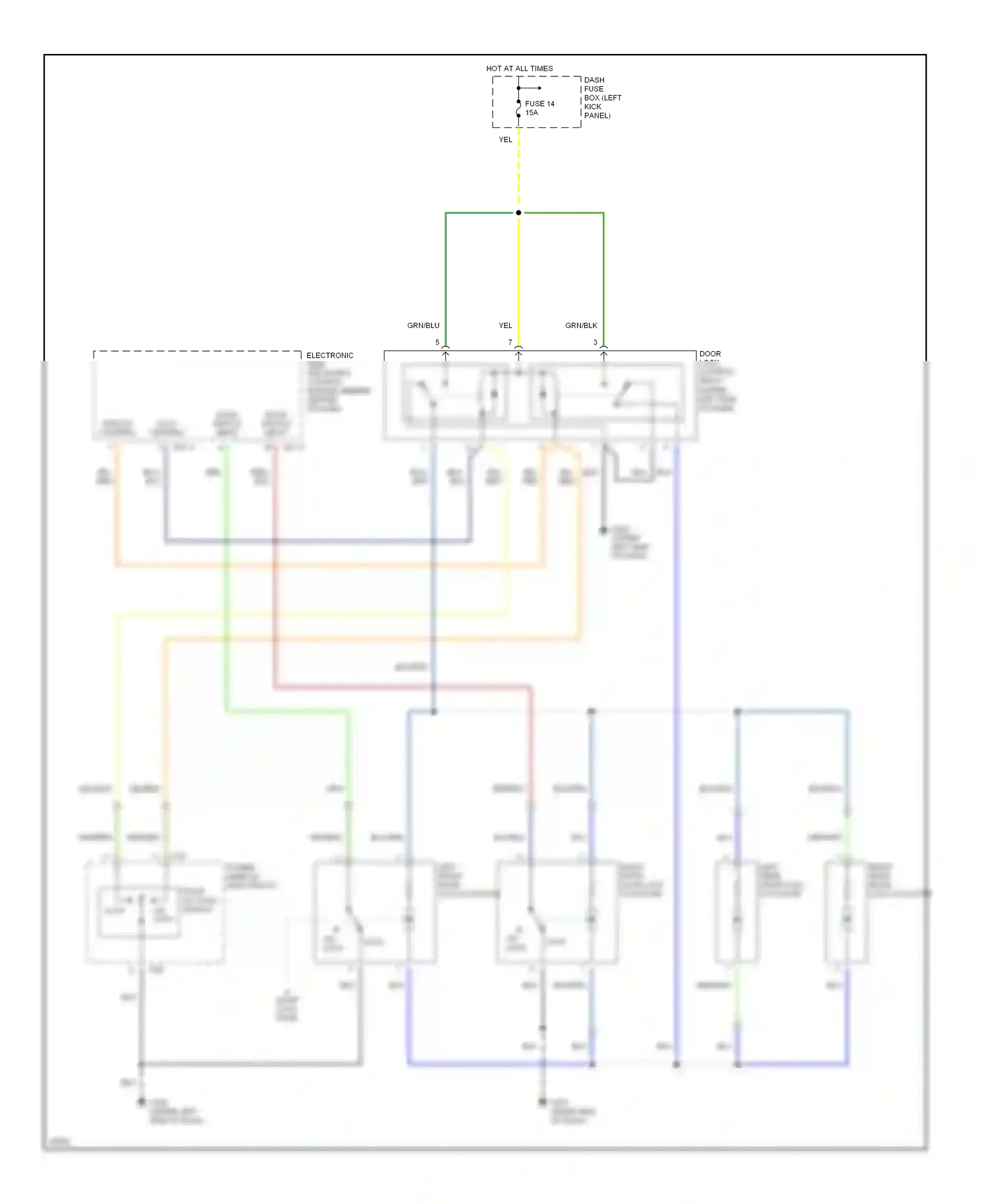 Wiring diagram lock control for Hyundai Sonata III facelift (1996-1998) (1 of 1)