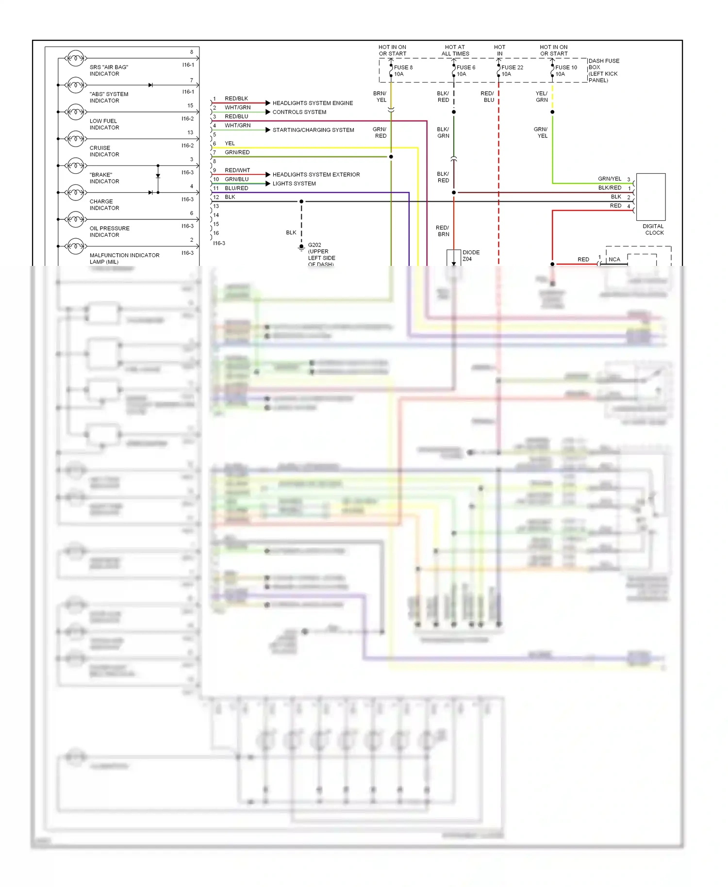 Wiring diagram multifunction switch for Hyundai Sonata III facelift (1996-1998) (4 of 6)