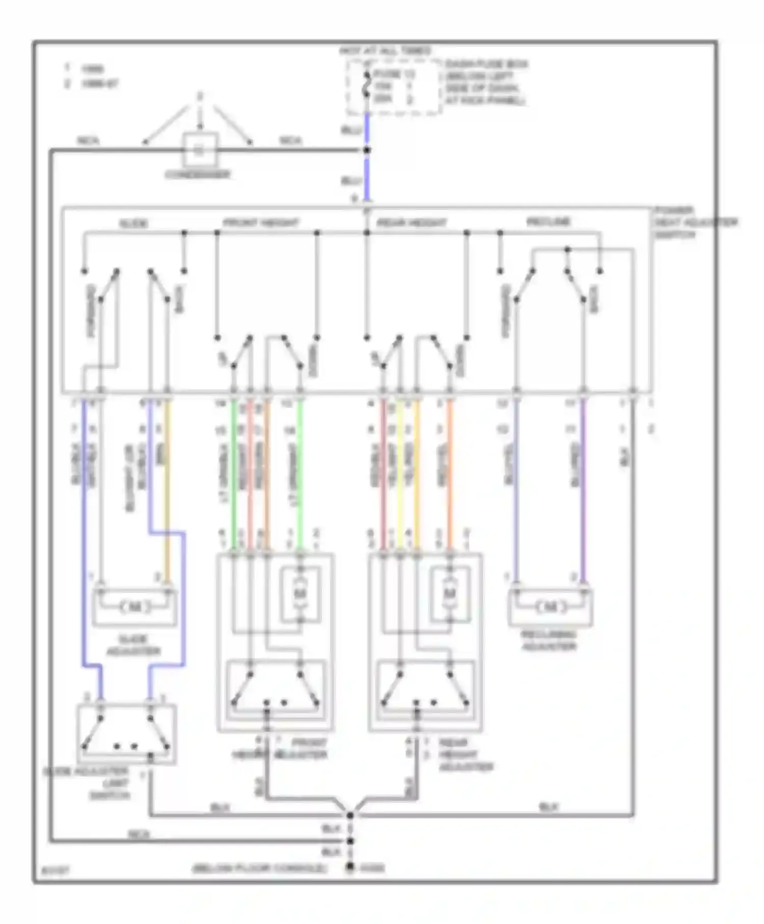 Wiring diagram slide adjuster limit switch for Hyundai Sonata III facelift (1996-1998) (2 of 2)