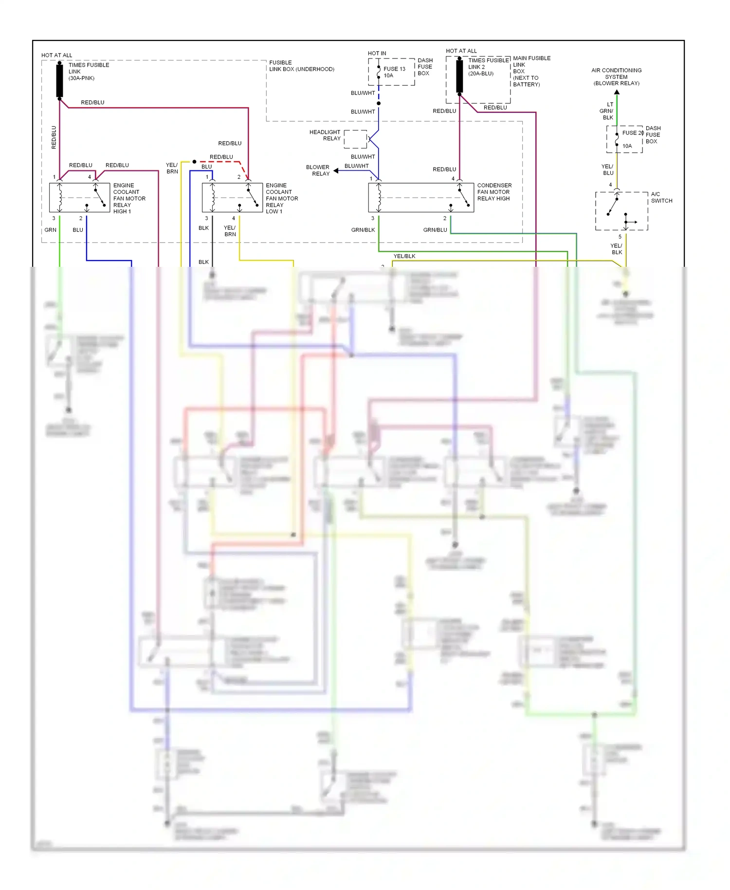 Wiring diagram a/c switch for Hyundai Sonata III (1993-1996) (2 of 6)