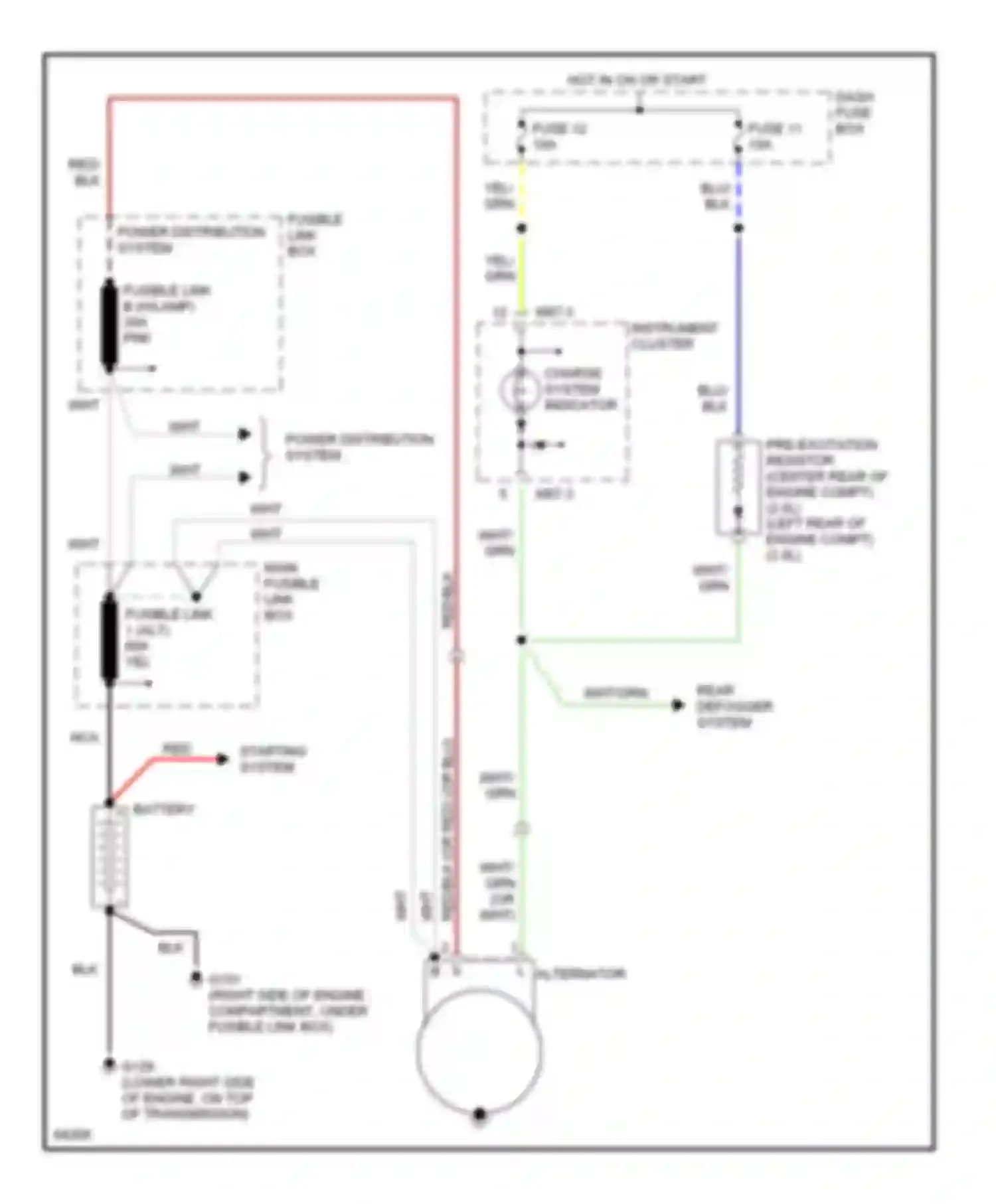 Wiring diagram charge system indicator for Hyundai Sonata III (1993-1996) (1 of 1)