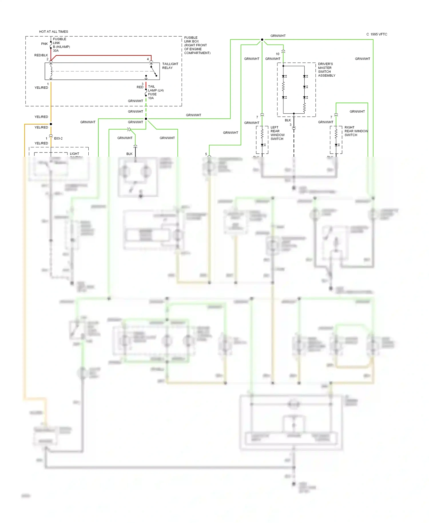 Wiring diagram cigarette lighter light for Hyundai Sonata III (1993-1996) (3 of 3)