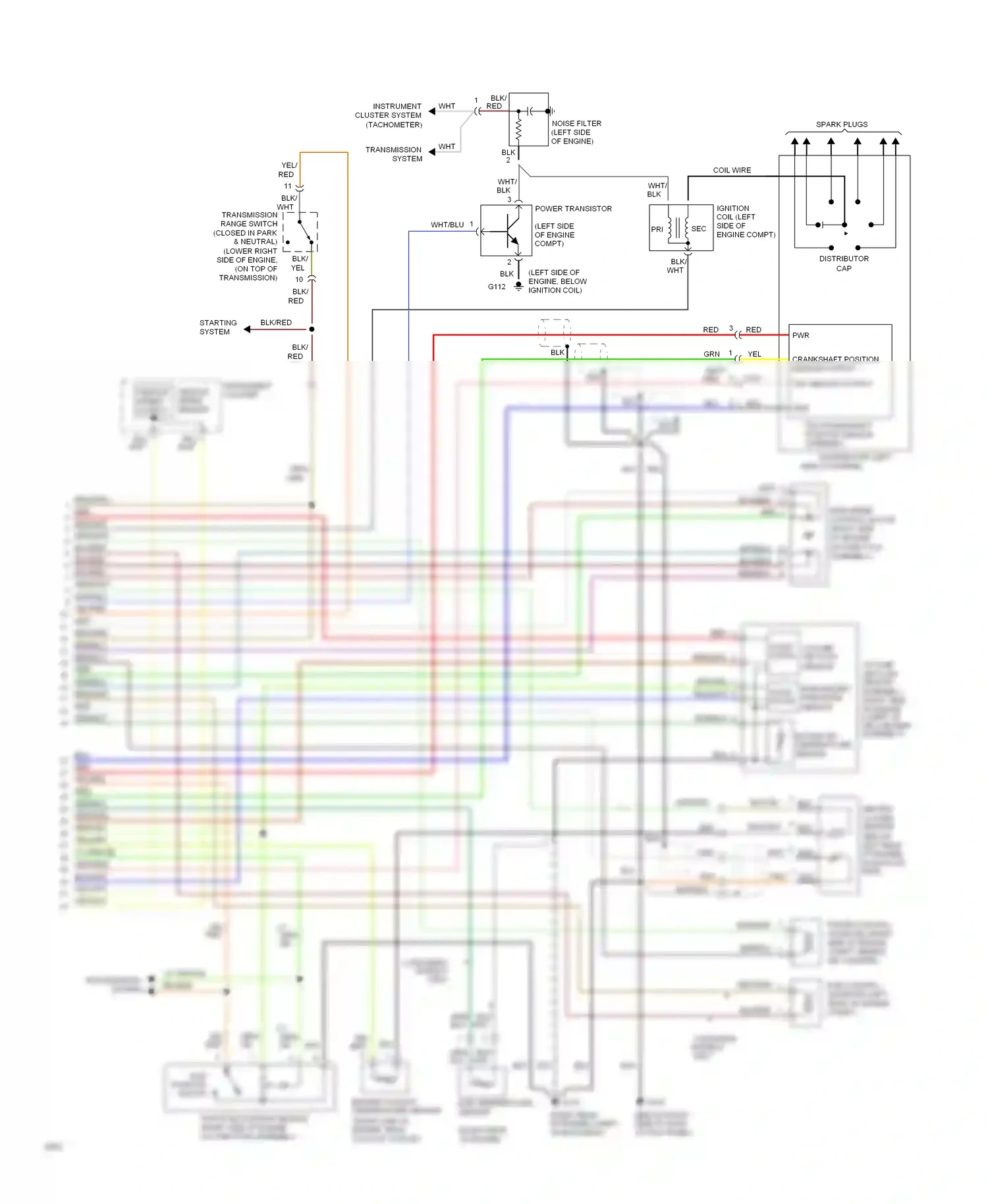 Wiring diagram distributor cap for Hyundai Sonata III (1993-1996) (1 of 1)
