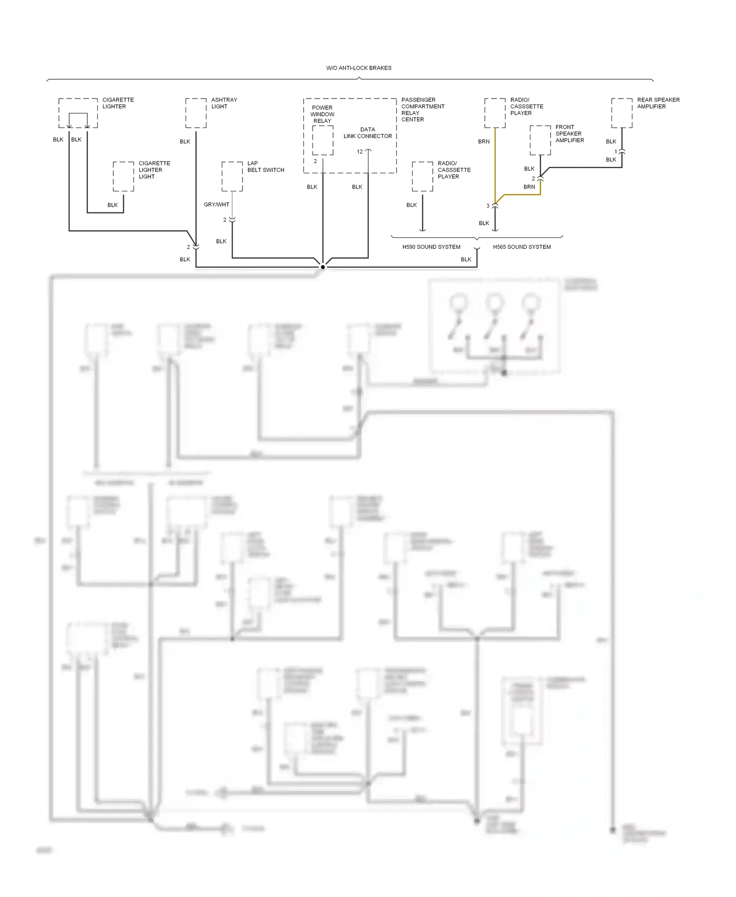 Wiring diagram driver's master switch assembly for Hyundai Sonata III (1993-1996) (2 of 5)