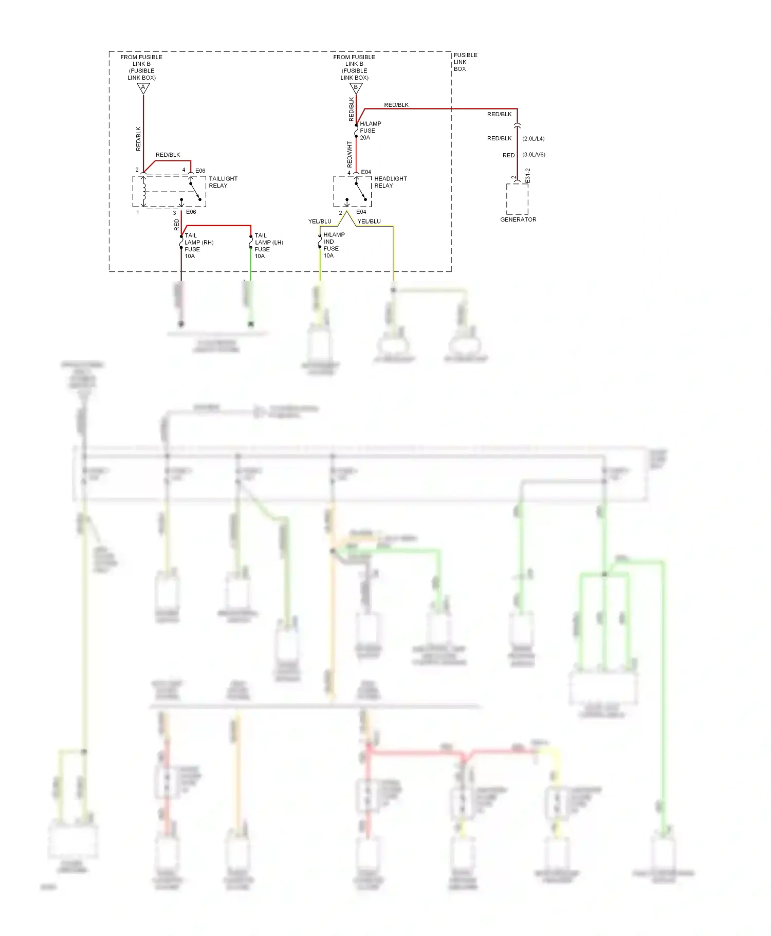 Wiring diagram hazard switch for Hyundai Sonata III (1993-1996) (2 of 3)