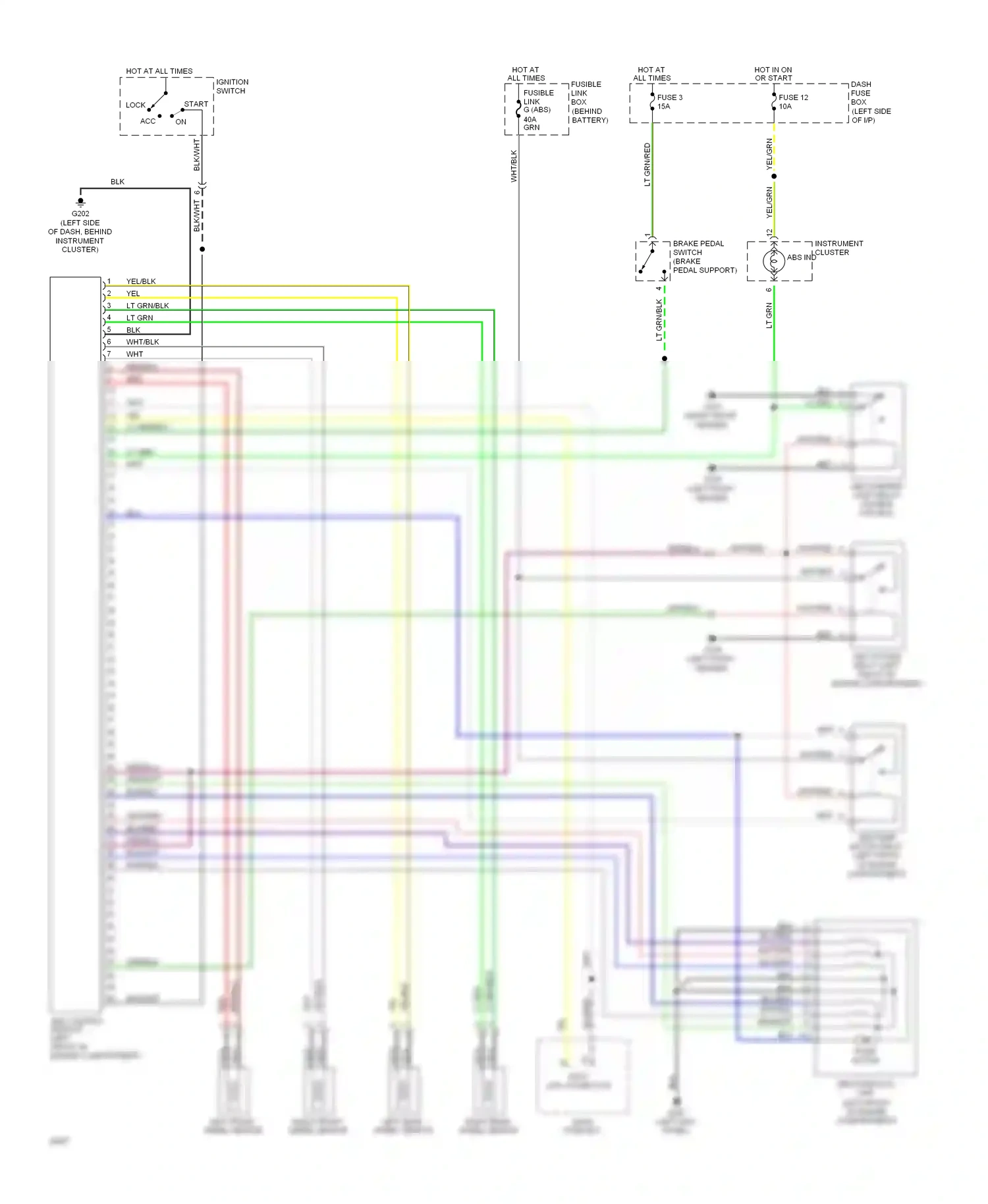 Wiring diagram ignition switch for Hyundai Sonata III (1993-1996) (1 of 6)