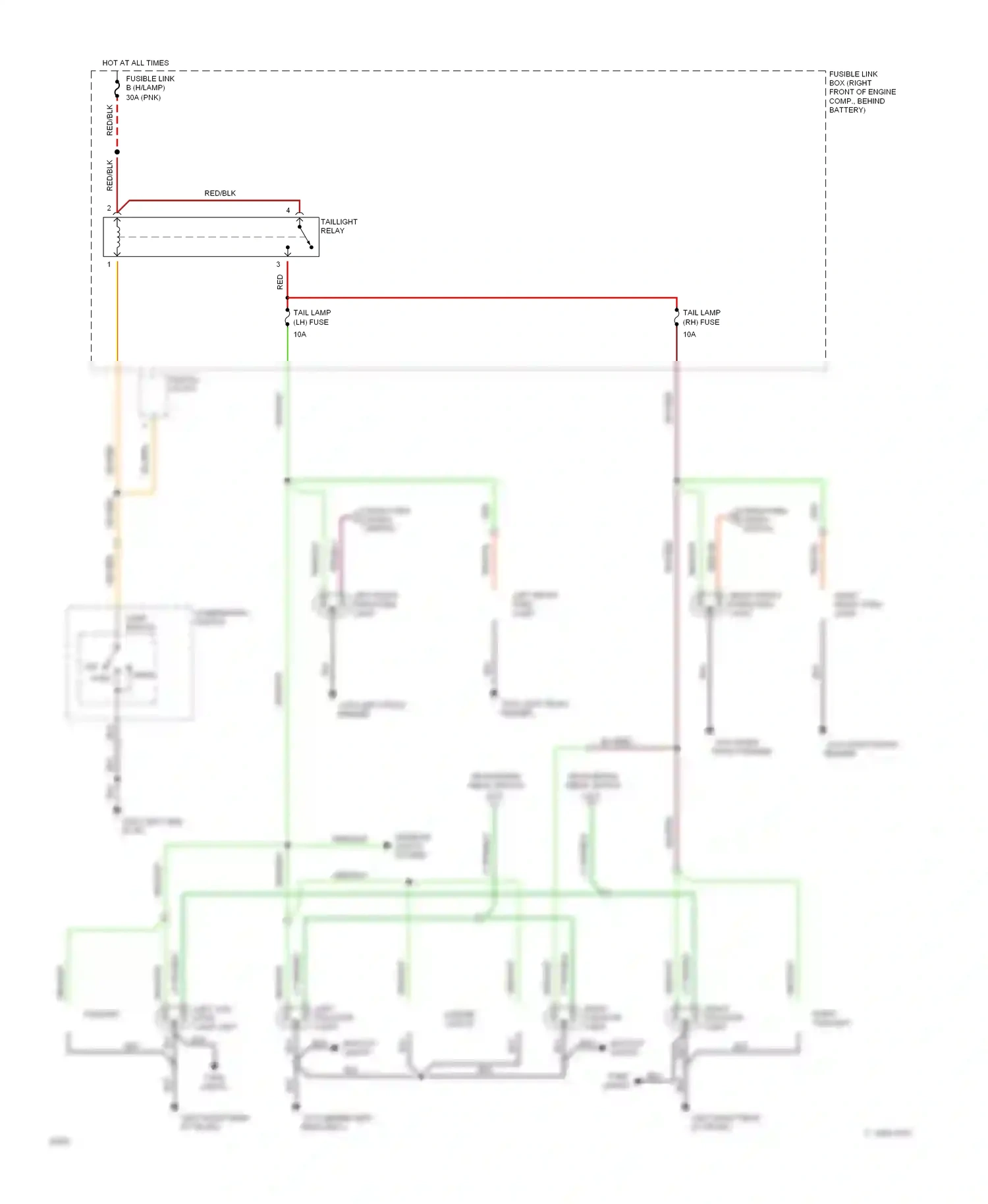 Wiring diagram left front park light for Hyundai Sonata III (1993-1996) (1 of 2)