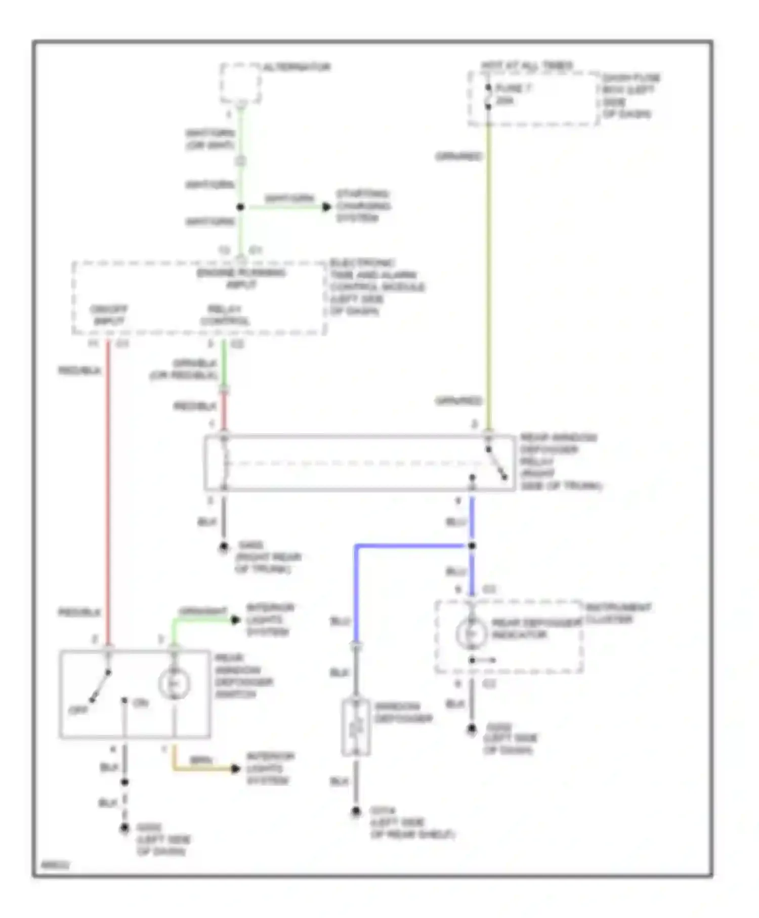 Wiring diagram rear defogger indicator for Hyundai Sonata III (1993-1996) (1 of 1)
