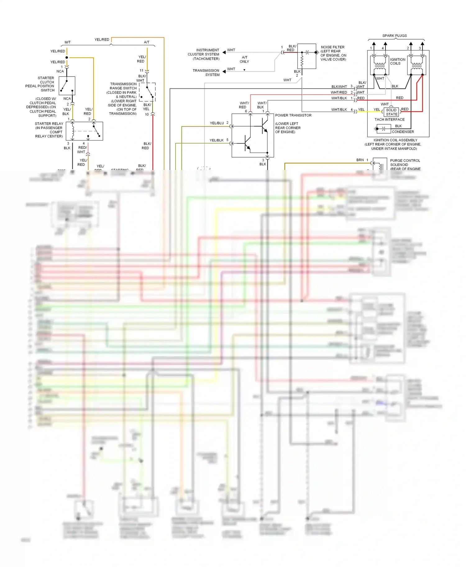 Wiring diagram starting system for Hyundai Sonata III (1993-1996) (2 of 3)