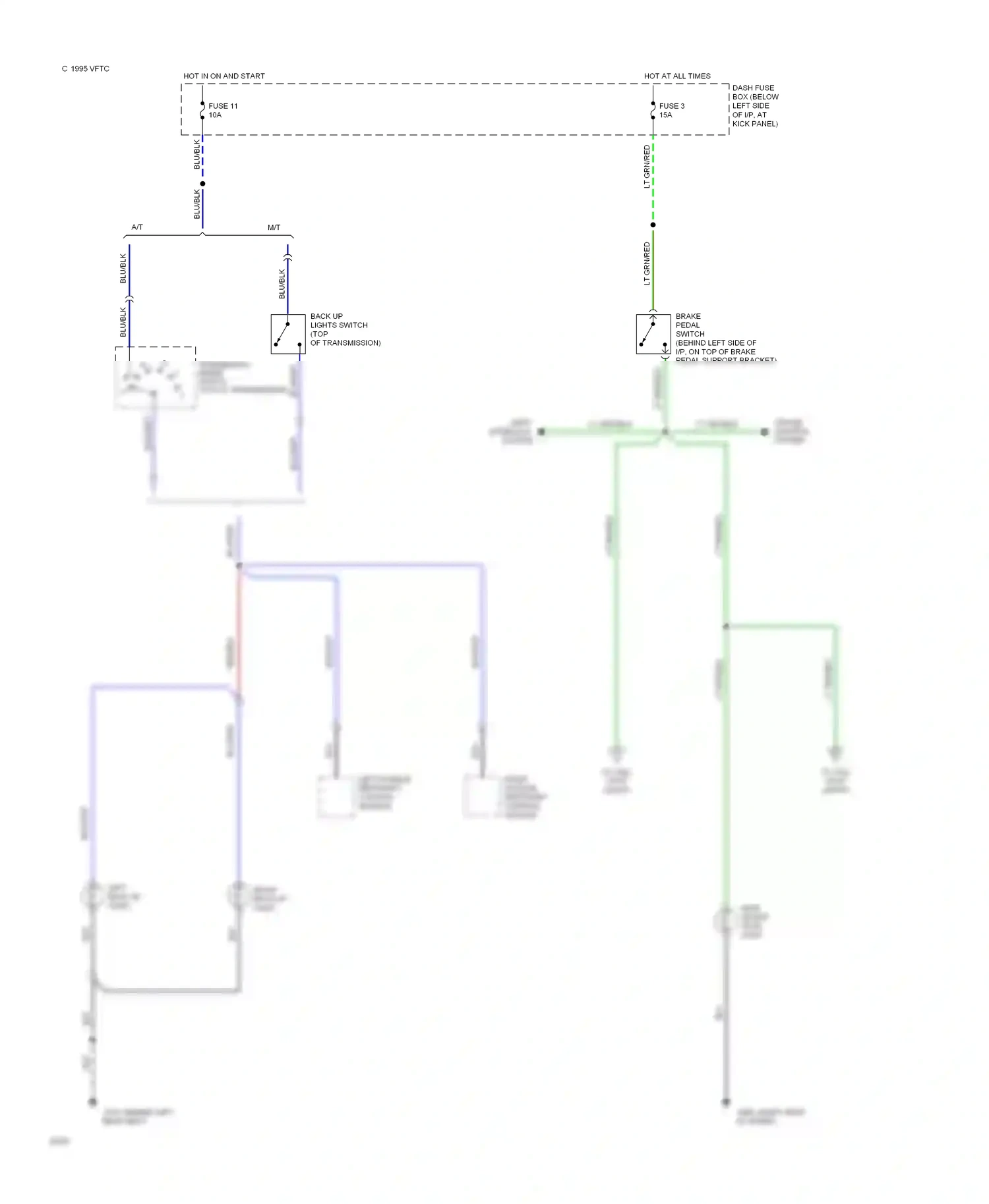 Wiring diagram transmission range switch for Hyundai Sonata III (1993-1996) (2 of 5)