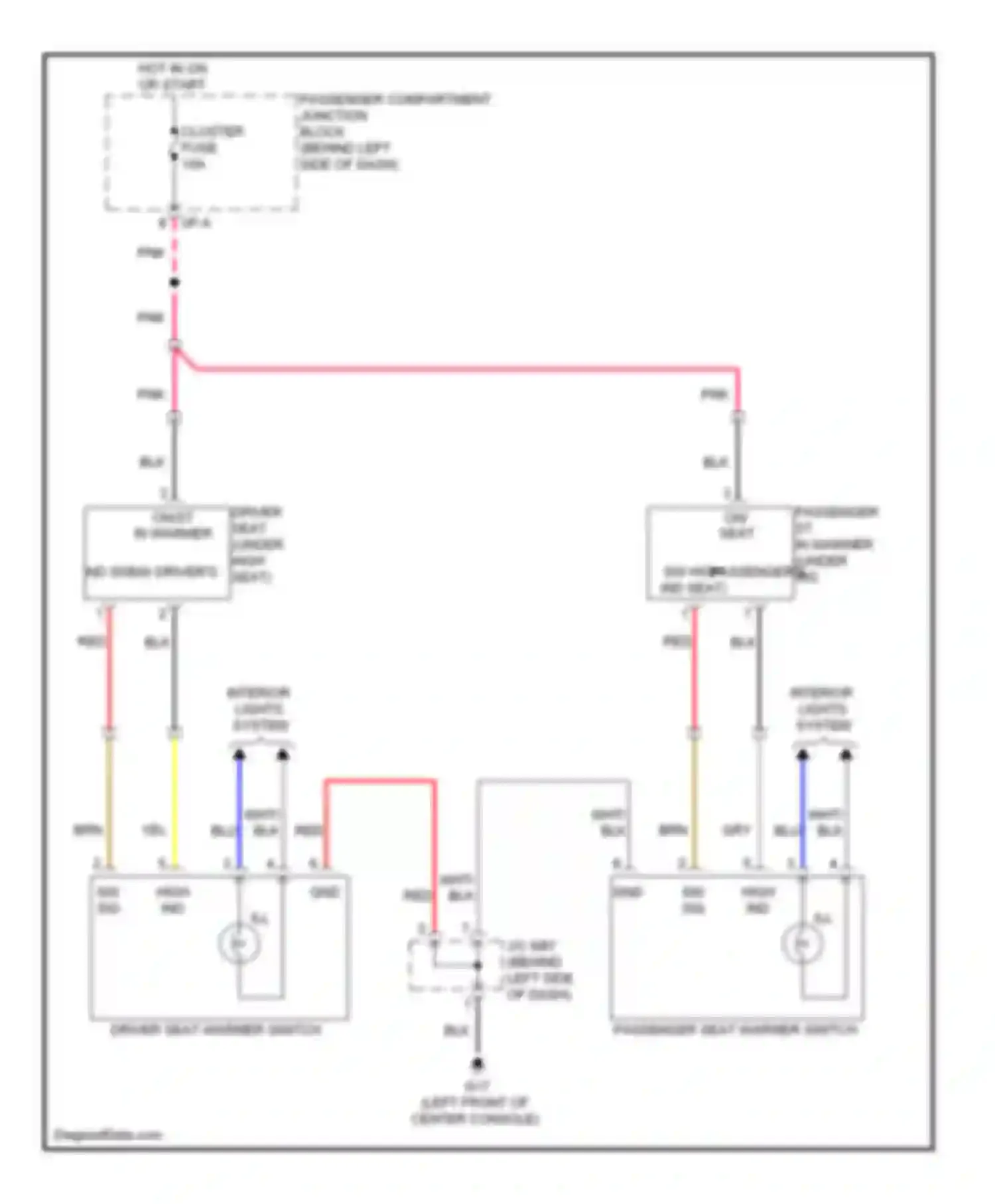 Sonata Hyundai IV facelift (2001-2012): Heated seats circuit, without seat warmer module