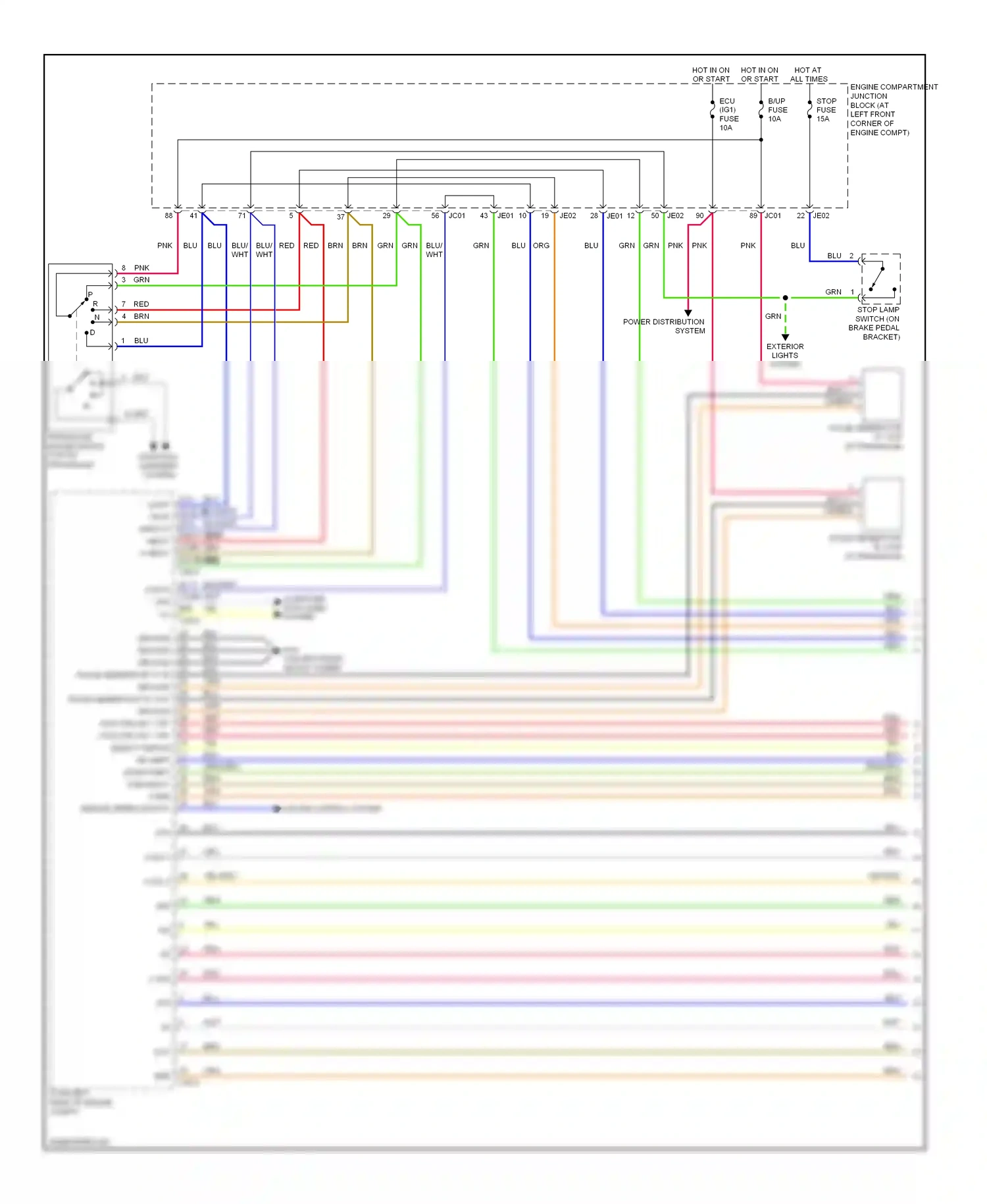 Wiring diagram engine compartment junction block (at left front for Hyundai Sonata IV facelift (2001-2012) (1 of 2)