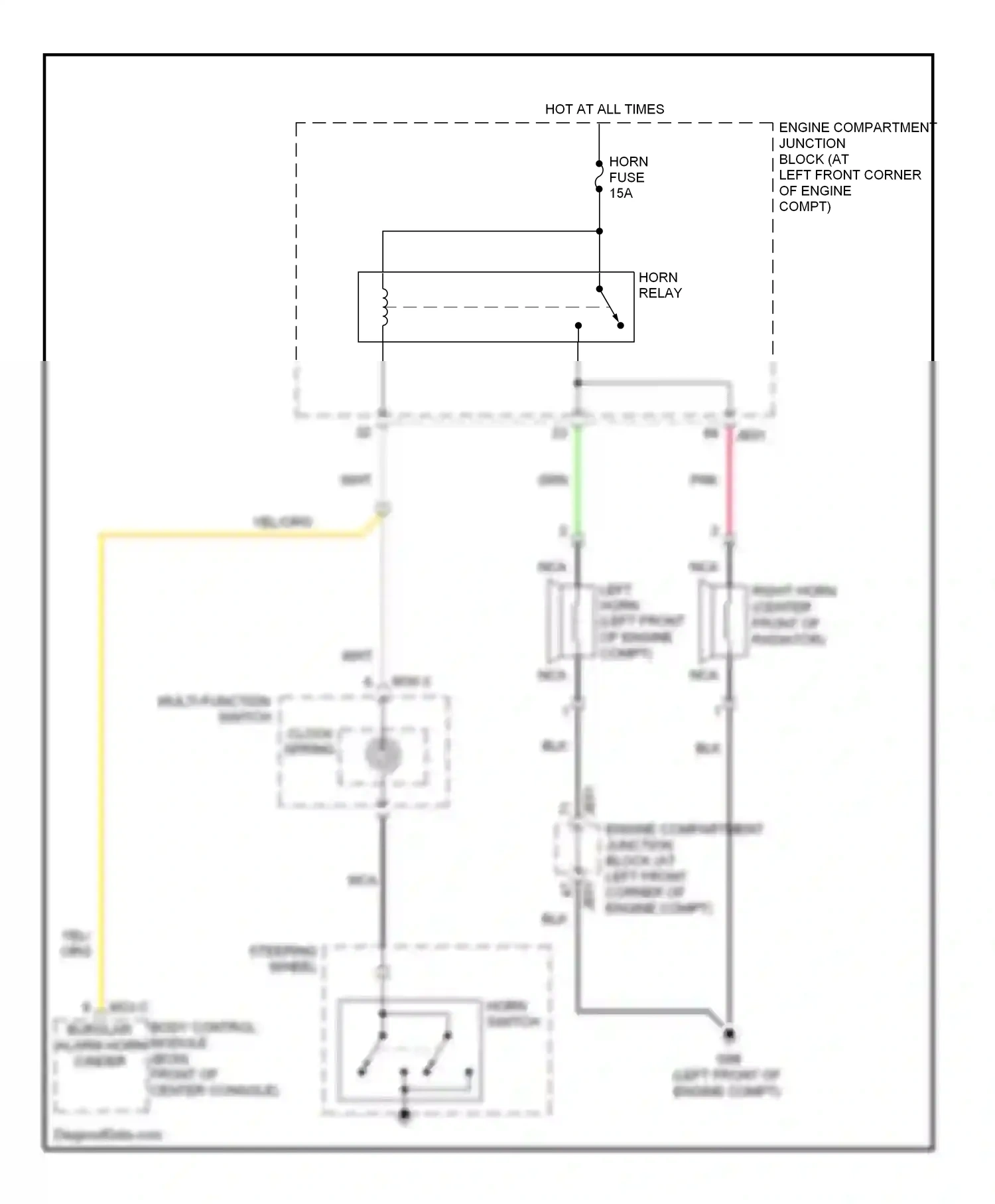 Wiring diagram horn switch for Hyundai Sonata IV facelift (2001-2012) (1 of 1)