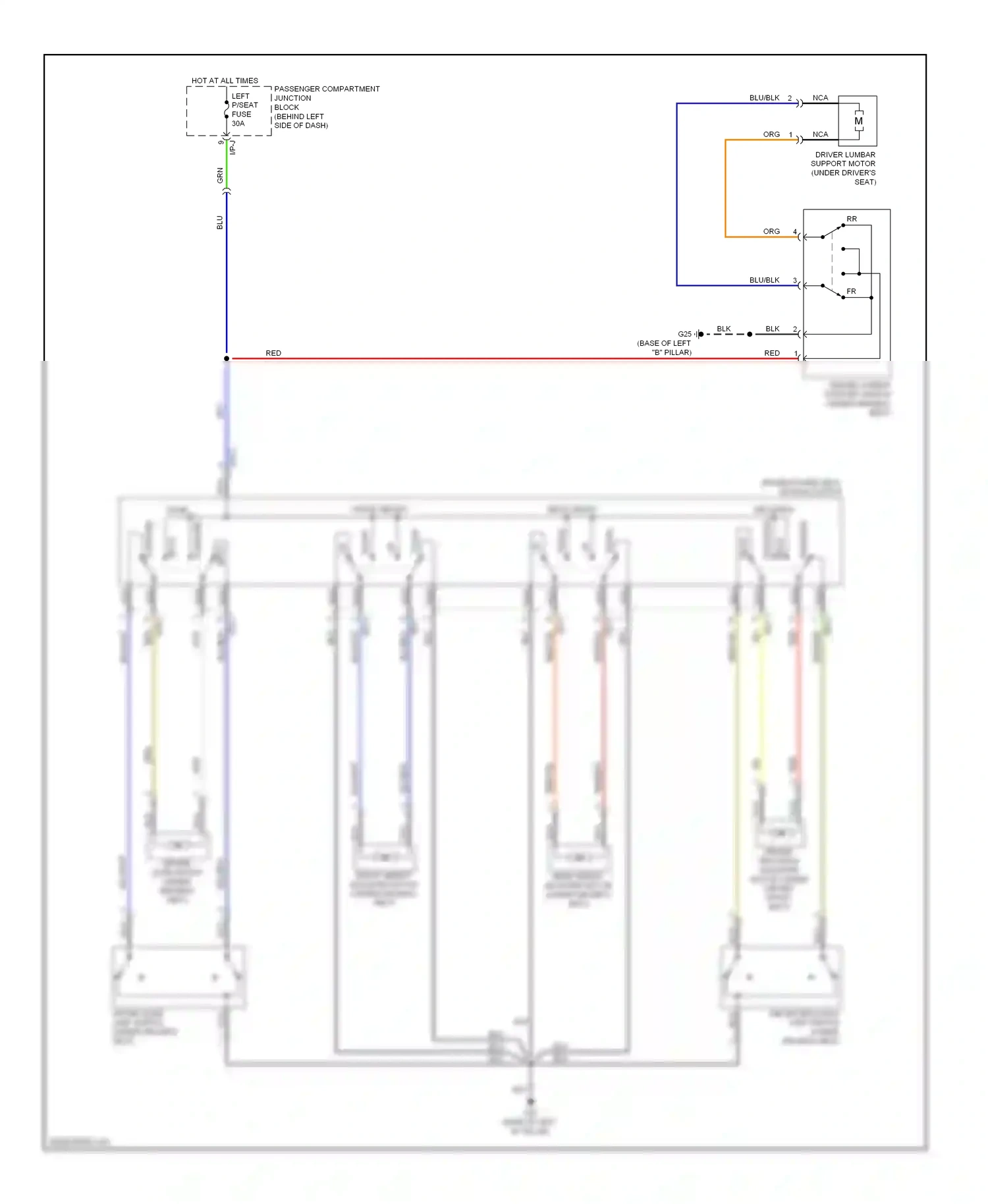 Wiring diagram left p/seat fuse for Hyundai Sonata IV facelift (2001-2012) (1 of 1)