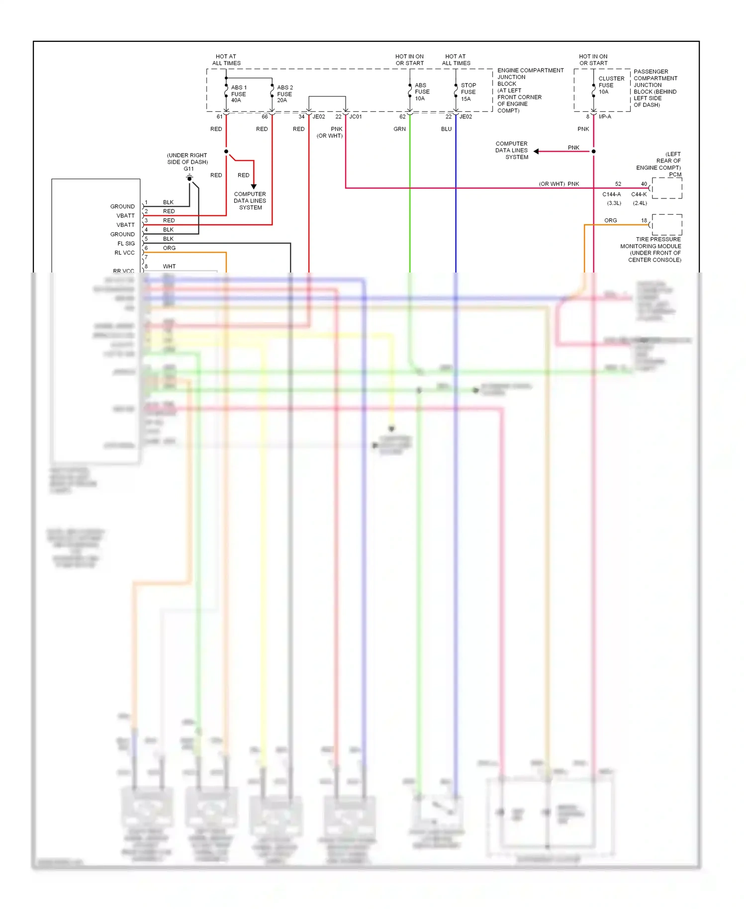 Wiring diagram note: abs control module contains: abs solenoids, tcs solenoids, abs pump motor for Hyundai Sonata IV facelift (2001-2012) (1 of 1)