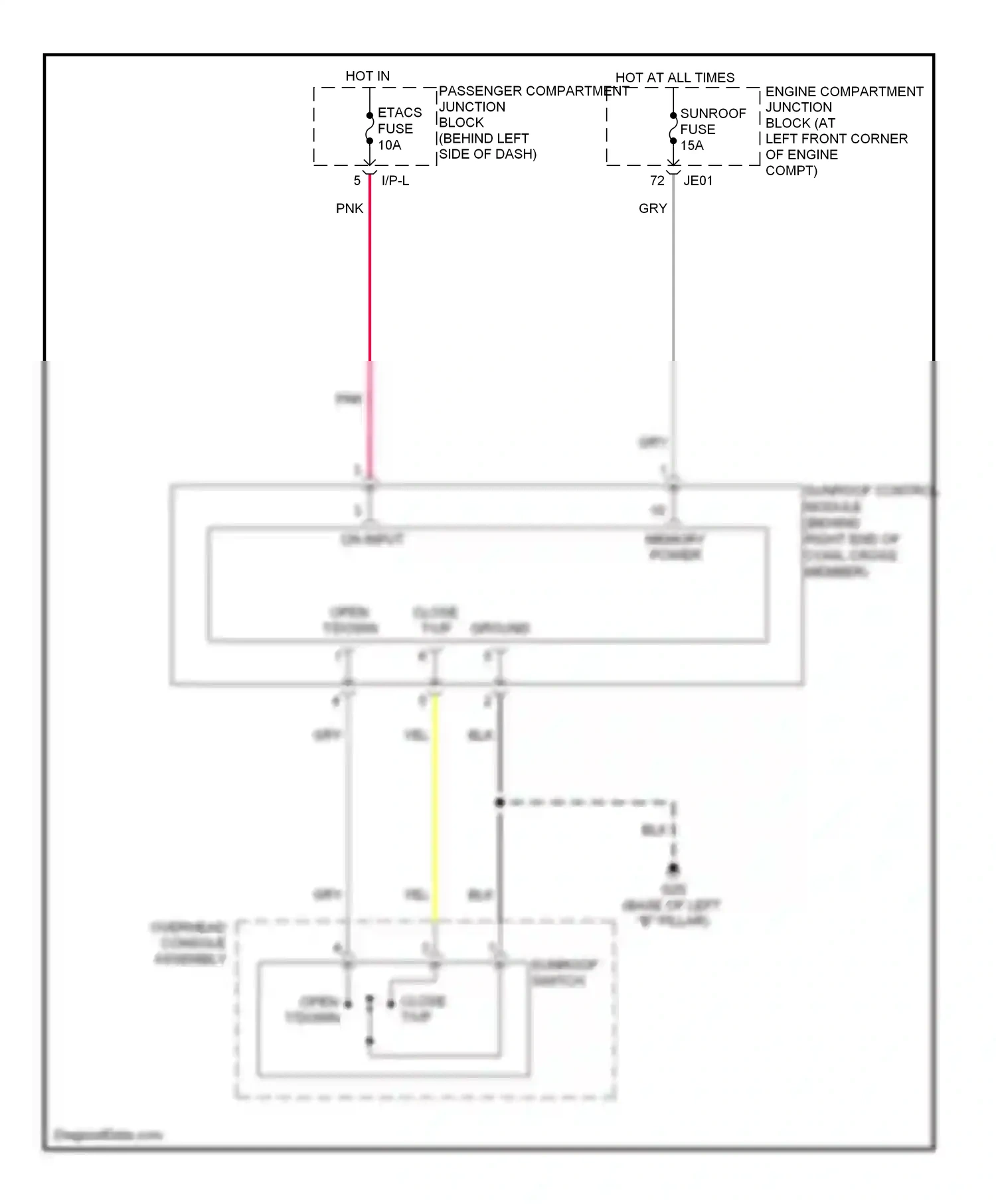 Wiring diagram overhead console assembly for Hyundai Sonata IV facelift (2001-2012) (3 of 3)