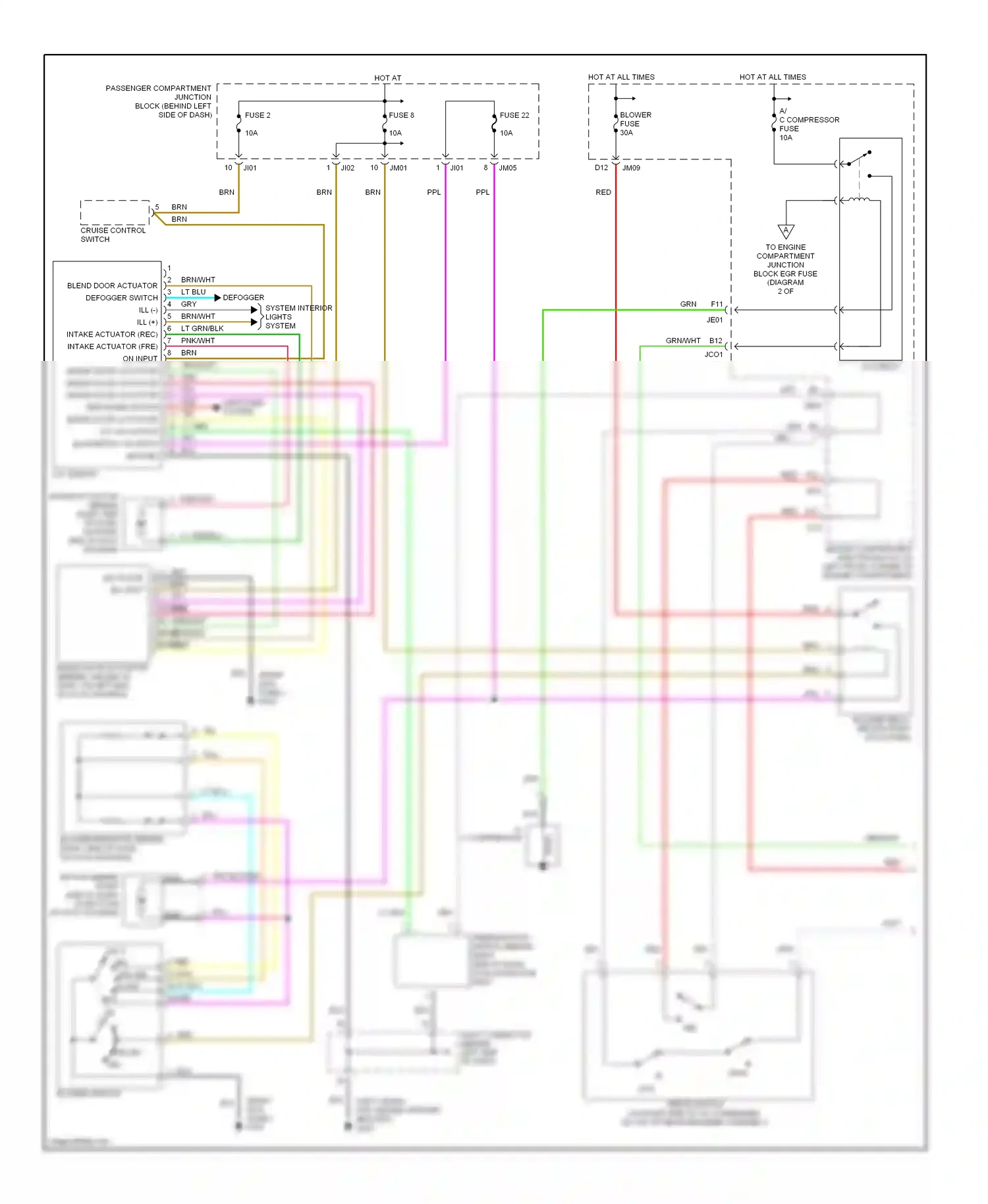 Wiring diagram blower switch for Hyundai Sonata IV (1998-2001) (1 of 3)