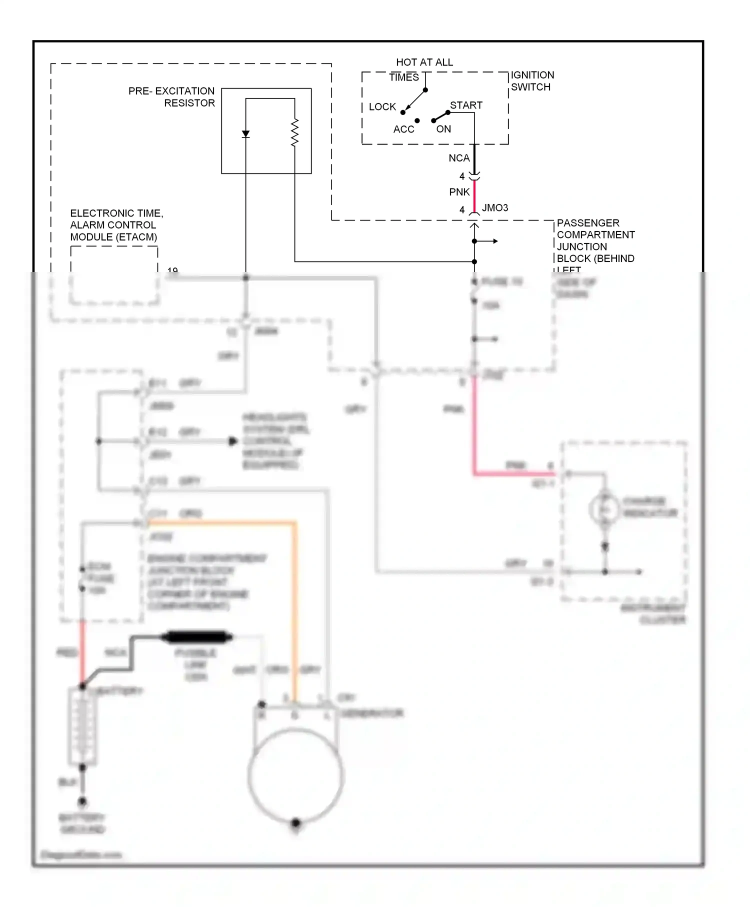 Wiring diagram charge indicator for Hyundai Sonata IV (1998-2001) (2 of 3)