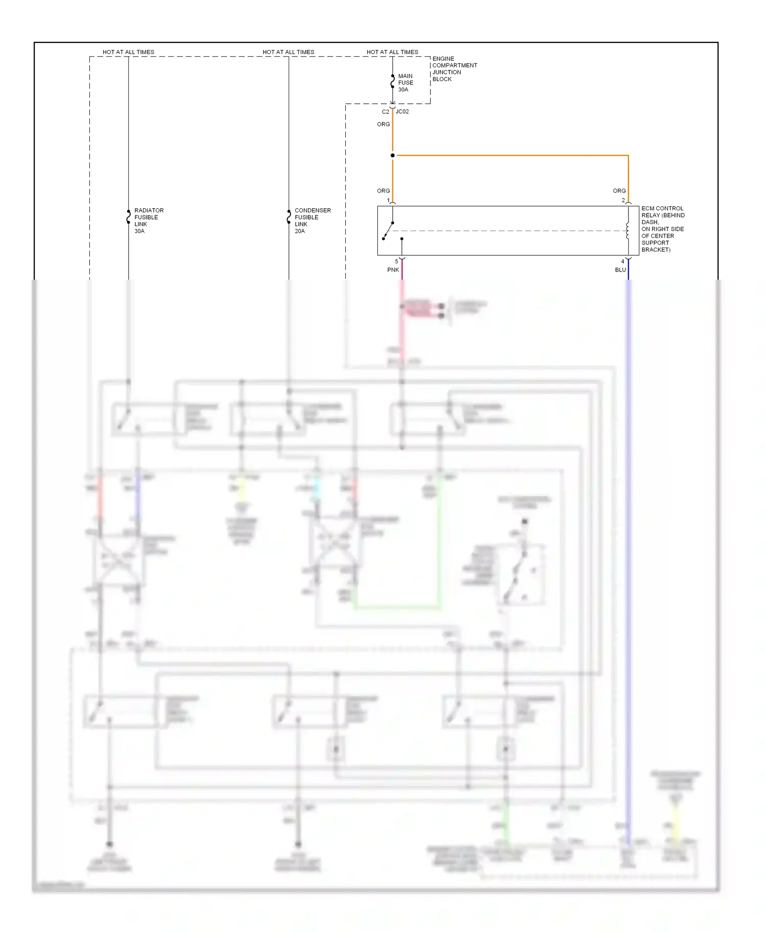 Wiring diagram ecm rly ctrl for Hyundai Sonata IV (1998-2001) (1 of 2)