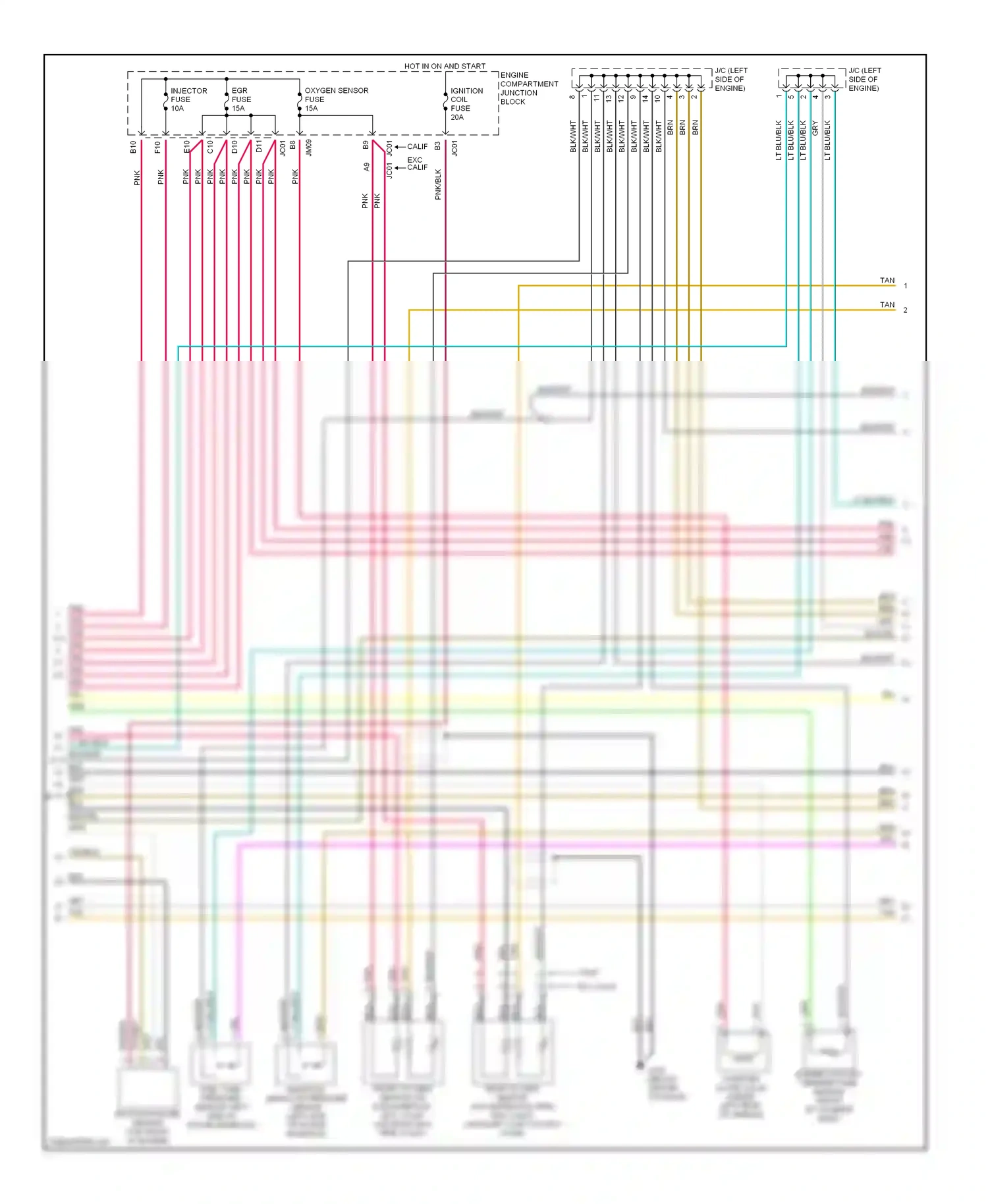 Wiring diagram engine compartment junction block for Hyundai Sonata IV (1998-2001) (6 of 32)