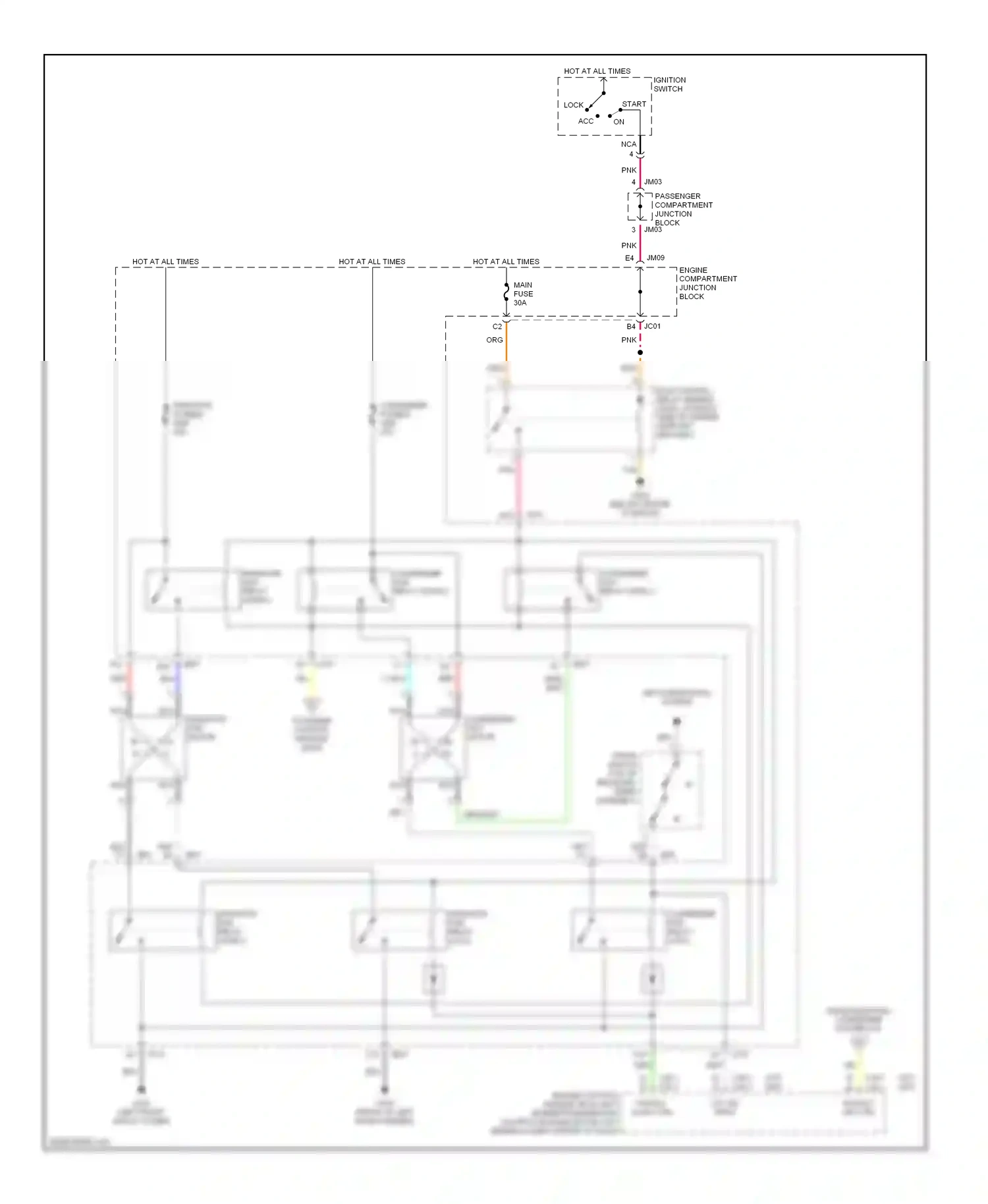 Wiring diagram engine compartment junction block for Hyundai Sonata IV (1998-2001) (2 of 32)