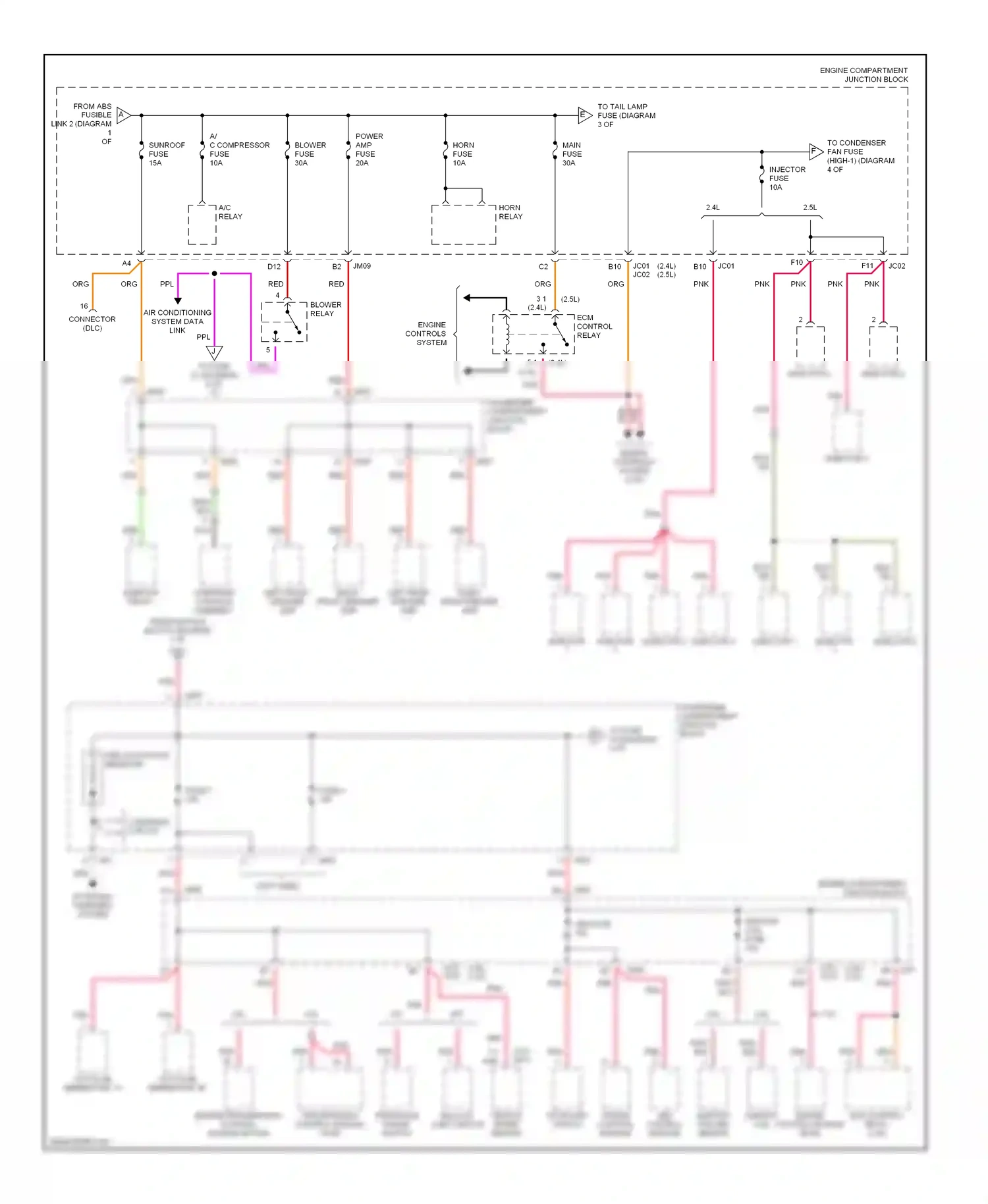 Wiring diagram engine controls system for Hyundai Sonata IV (1998-2001) (3 of 3)
