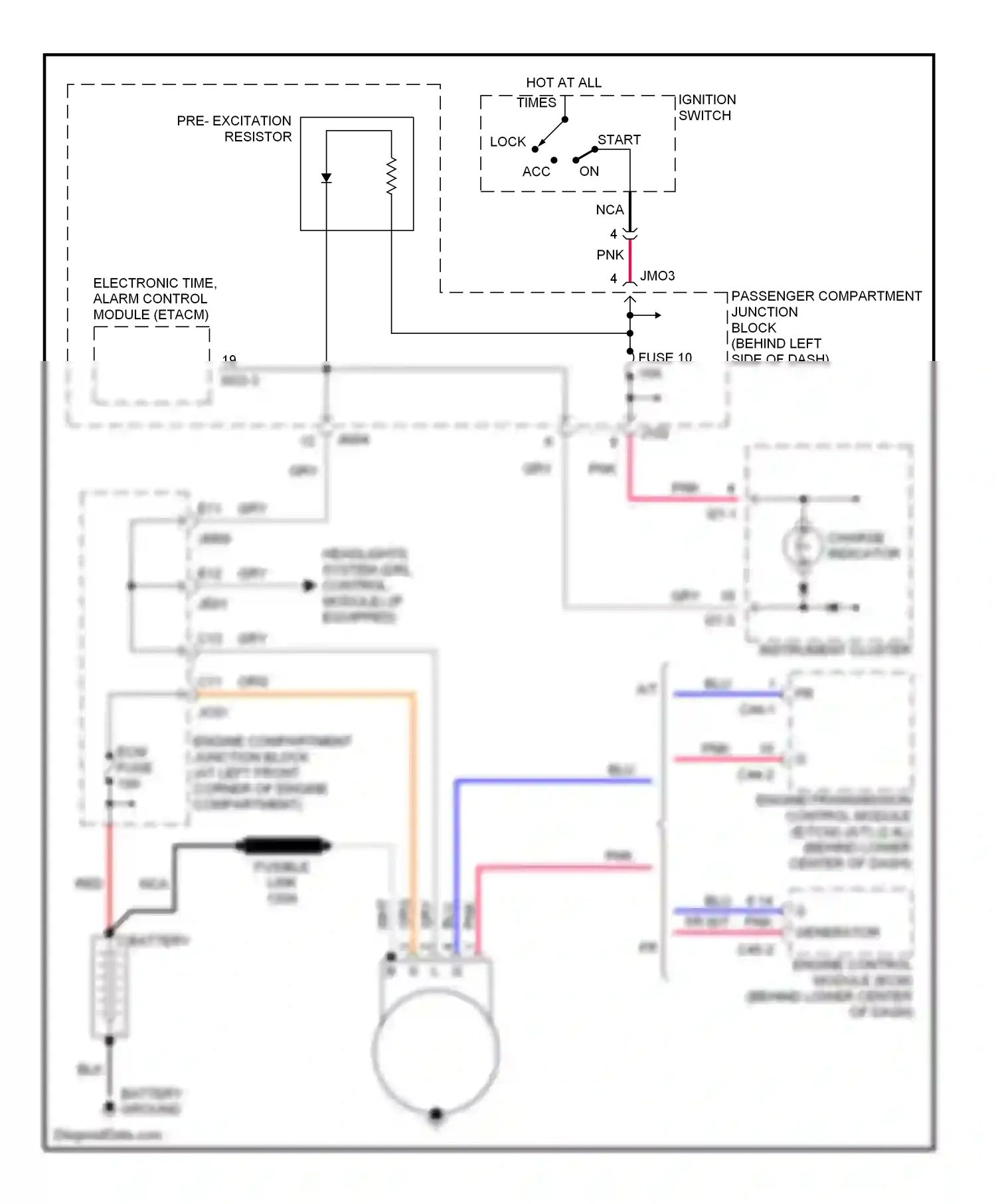 Wiring diagram ignition switch for Hyundai Sonata IV (1998-2001) (4 of 11)