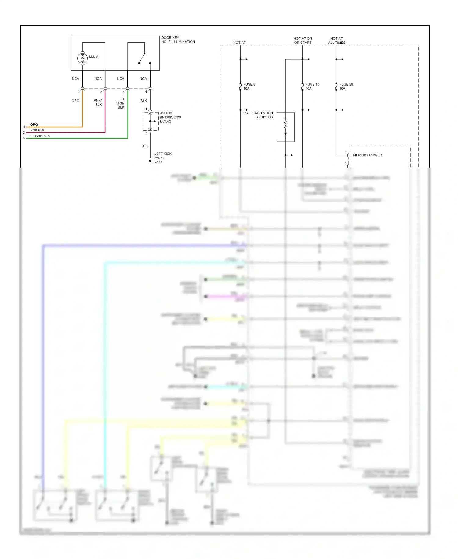 Wiring diagram memory power for Hyundai Sonata IV (1998-2001) (1 of 1)