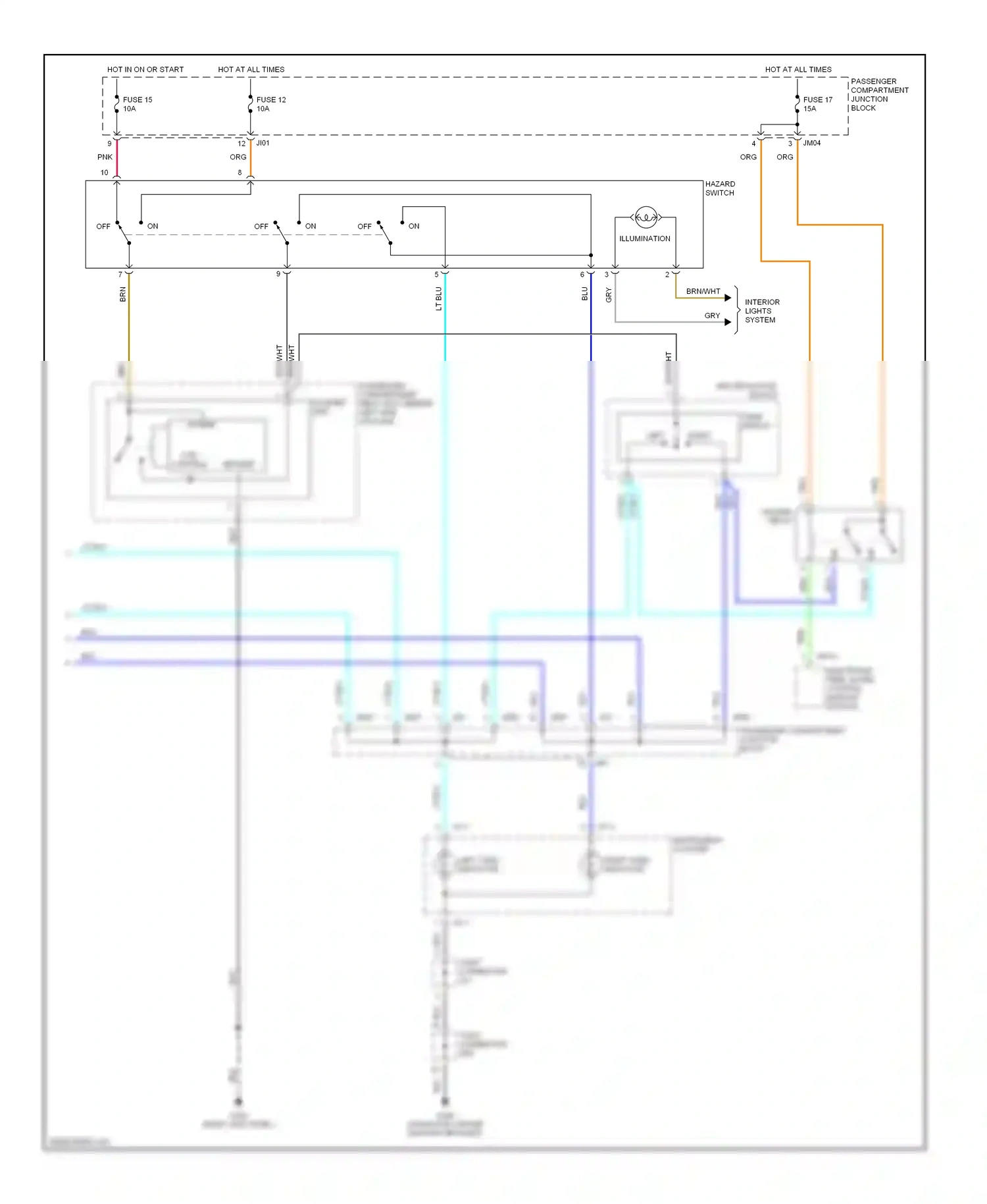 Wiring diagram multifunction switch for Hyundai Sonata IV (1998-2001) (1 of 7)