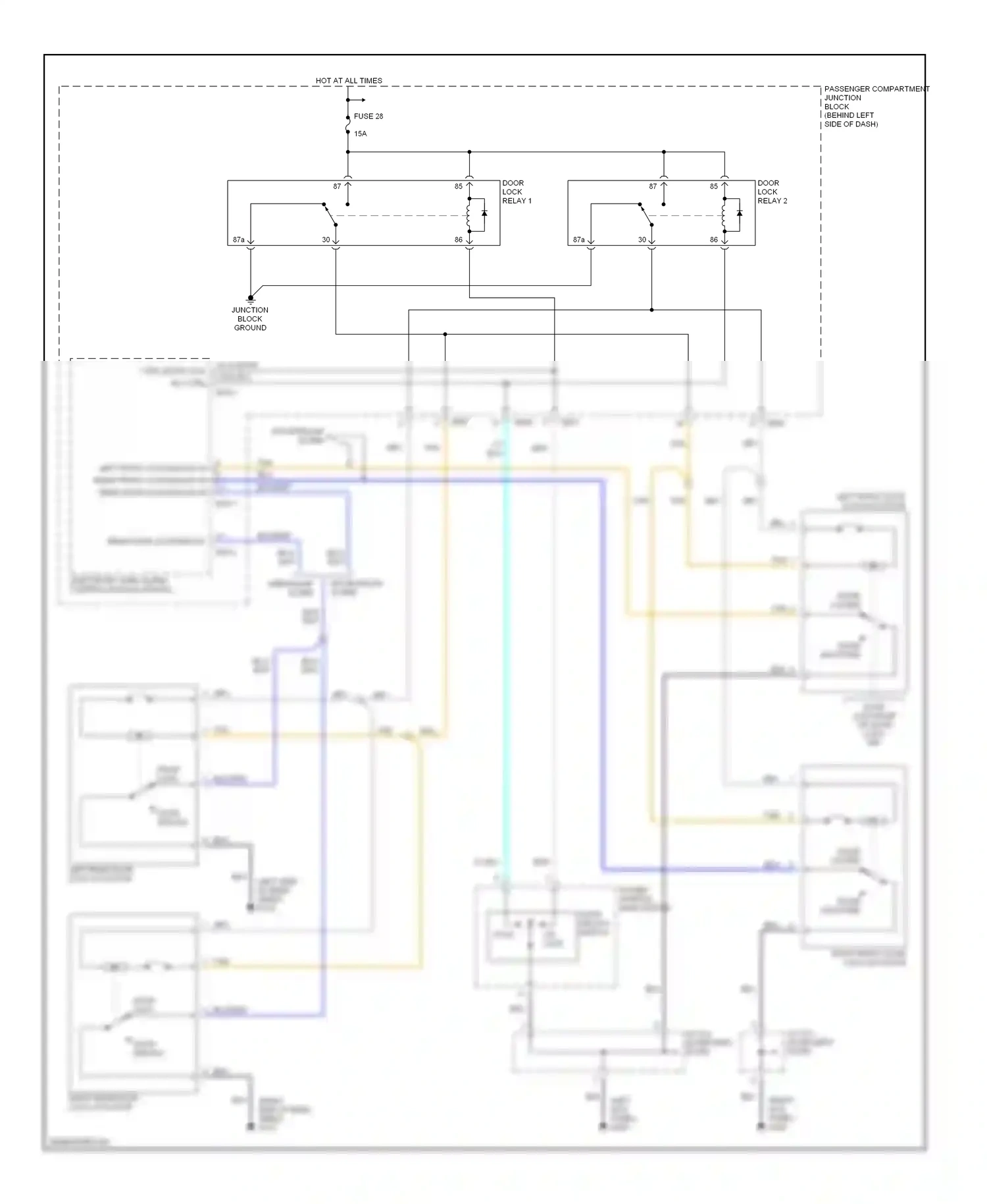 Wiring diagram power window main switch for Hyundai Sonata IV (1998-2001) (4 of 5)