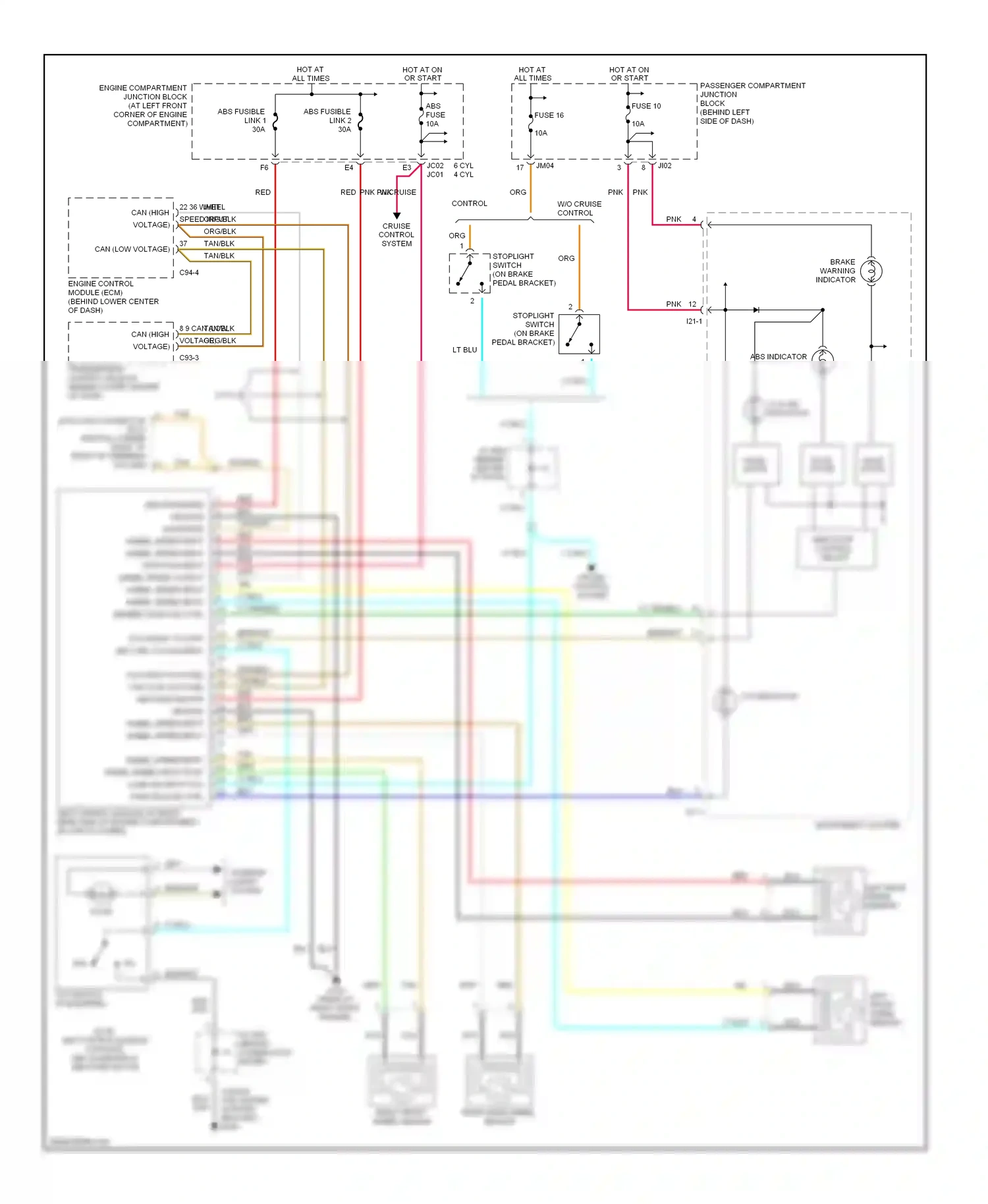Wiring diagram tcs indicator for Hyundai Sonata IV (1998-2001) (1 of 2)