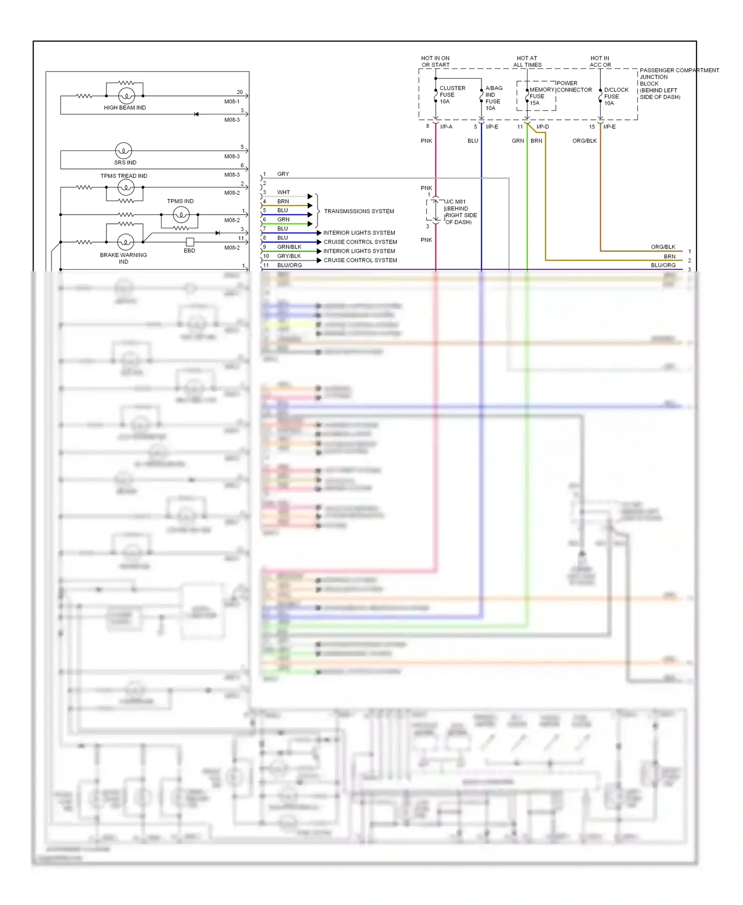 Hyundai Sonata V facelift (2007-2010) (dial/pointer ill) wiring diagram  (1 of 1)