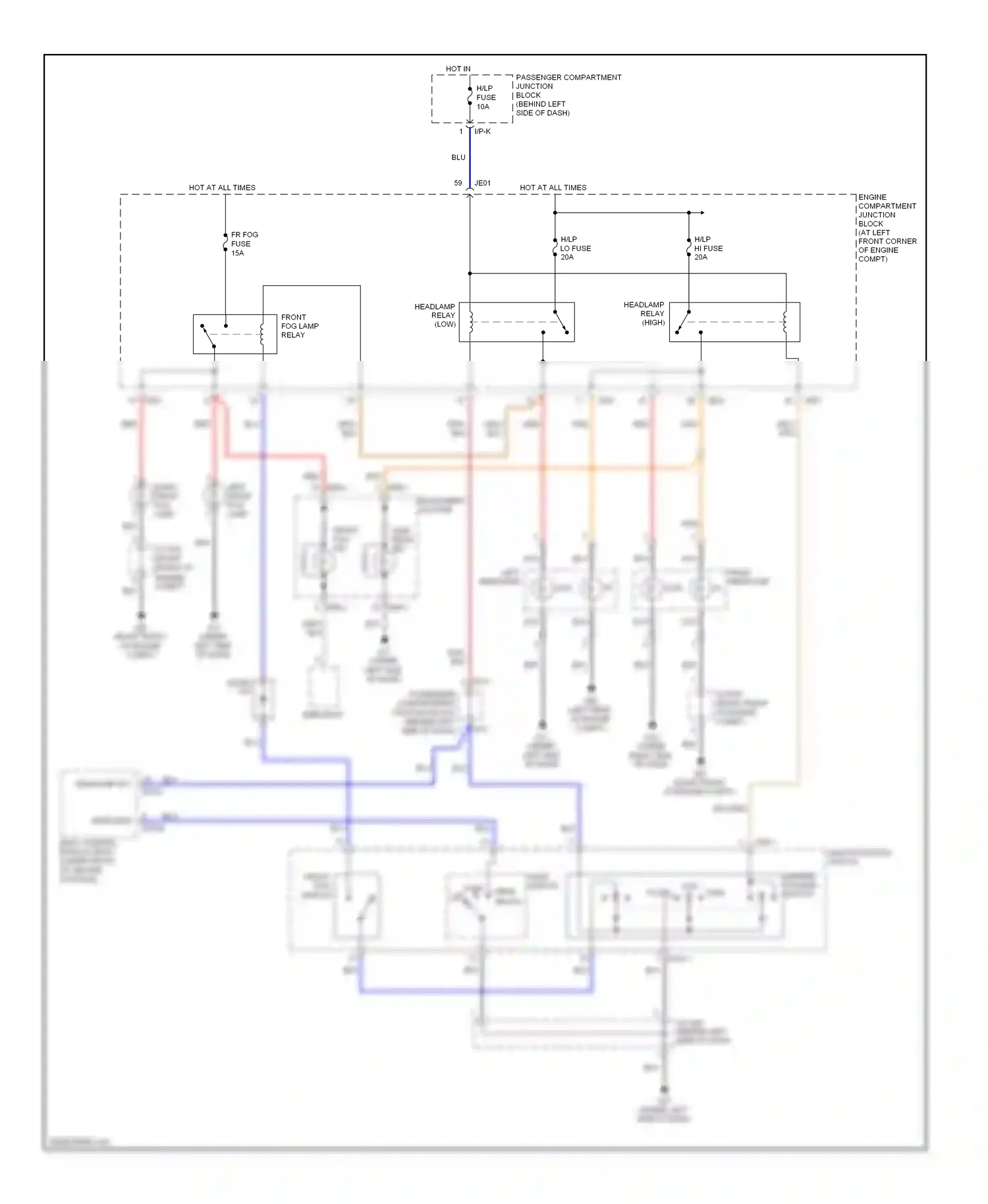 Wiring diagram dimmer, passing switch for Hyundai Sonata V facelift (2007-2010) (2 of 2)