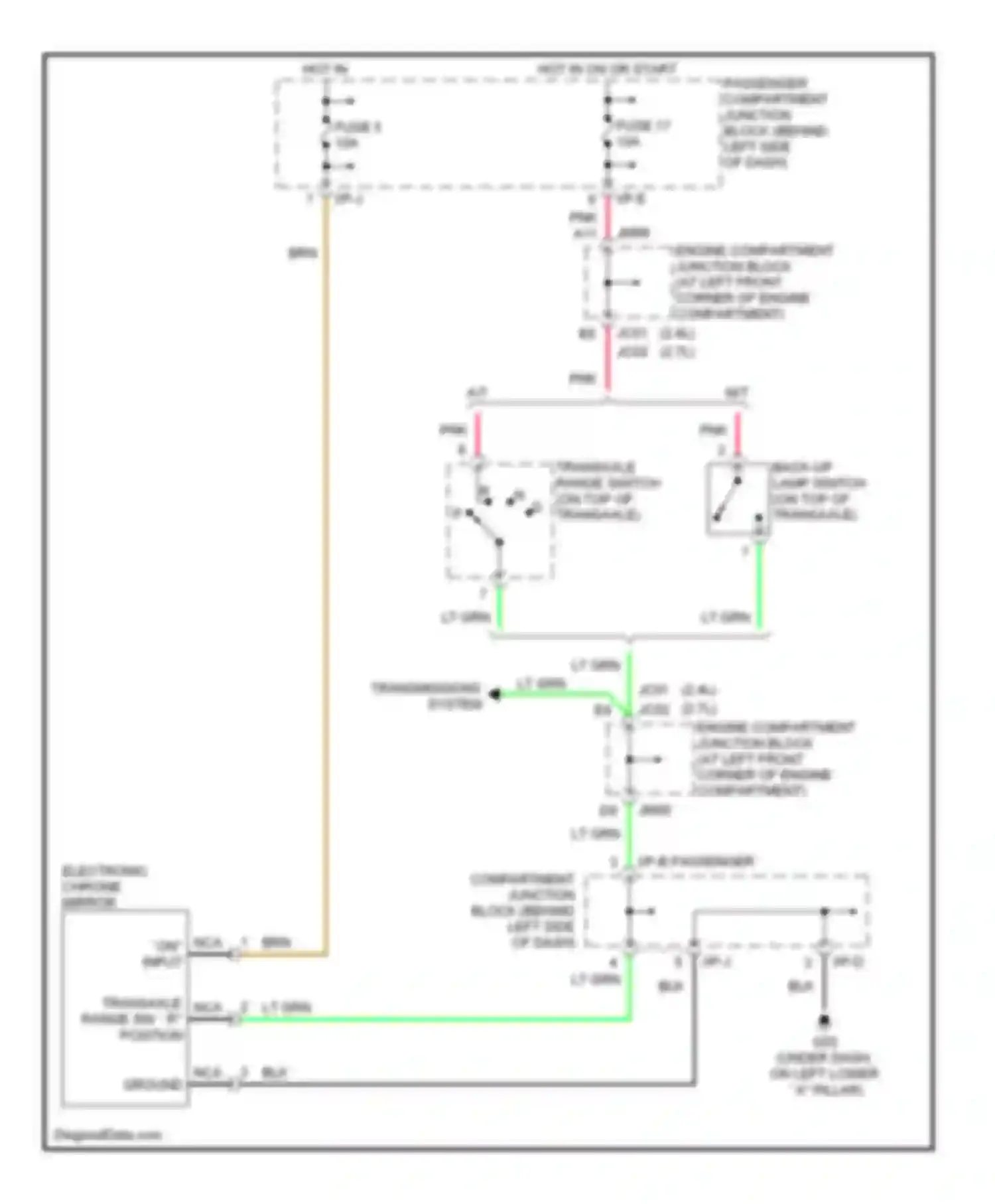 Sonata Hyundai V (2004-2007): Electrochromic mirror circuit, without home link