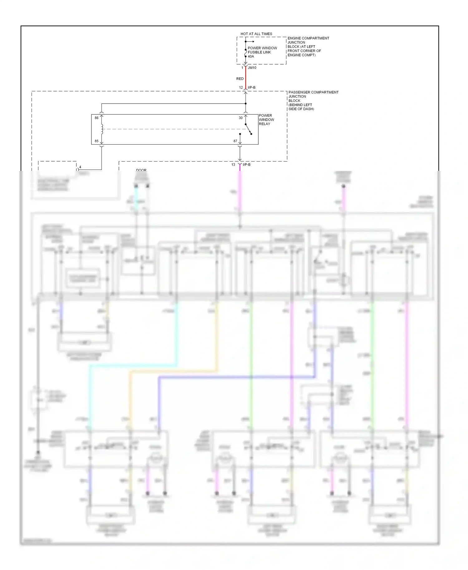 Wiring diagram auto down/up control unit for Hyundai Sonata V (2004-2007) (1 of 1)