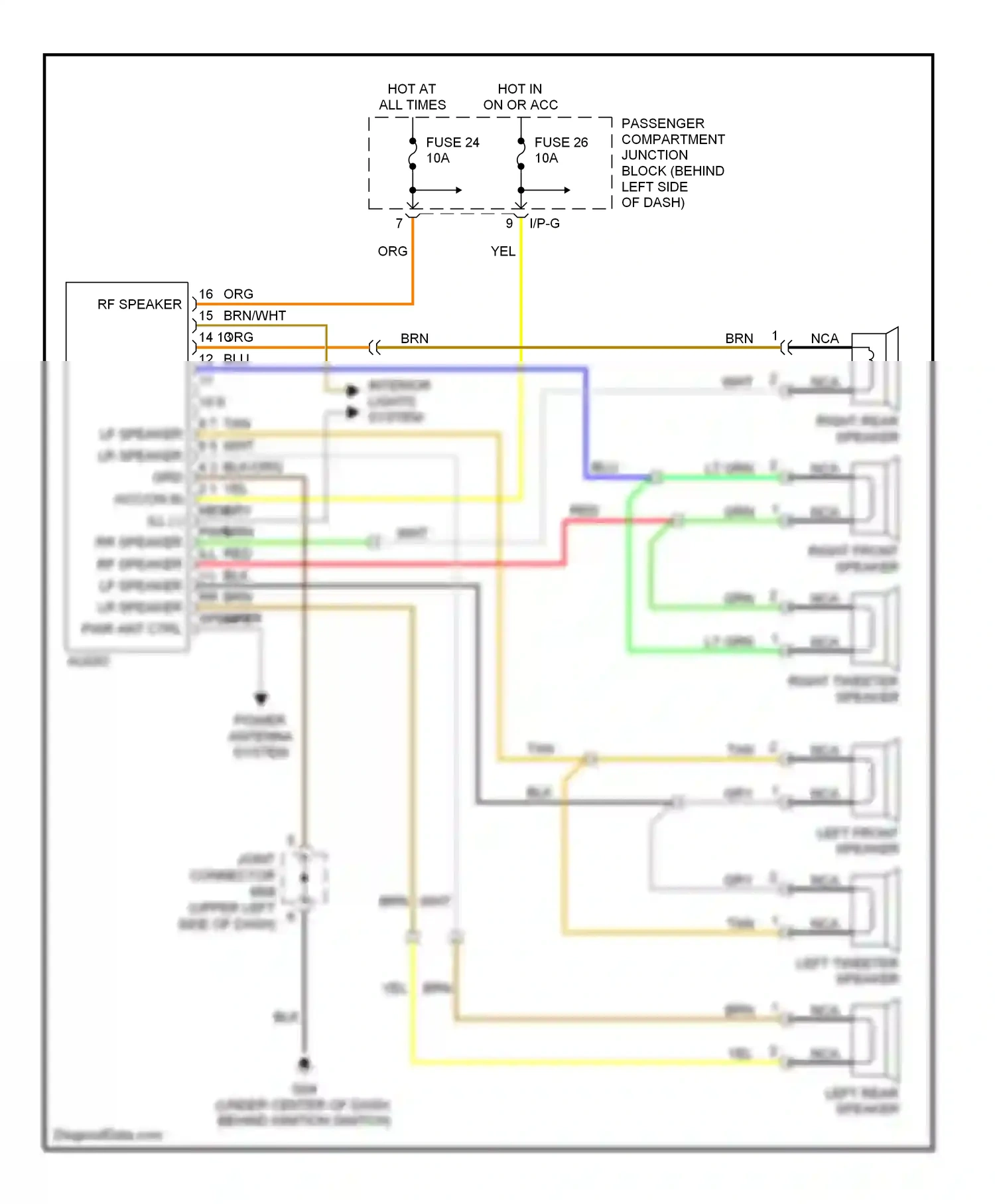 Wiring diagram left front speaker for Hyundai Sonata V (2004-2007) (2 of 2)